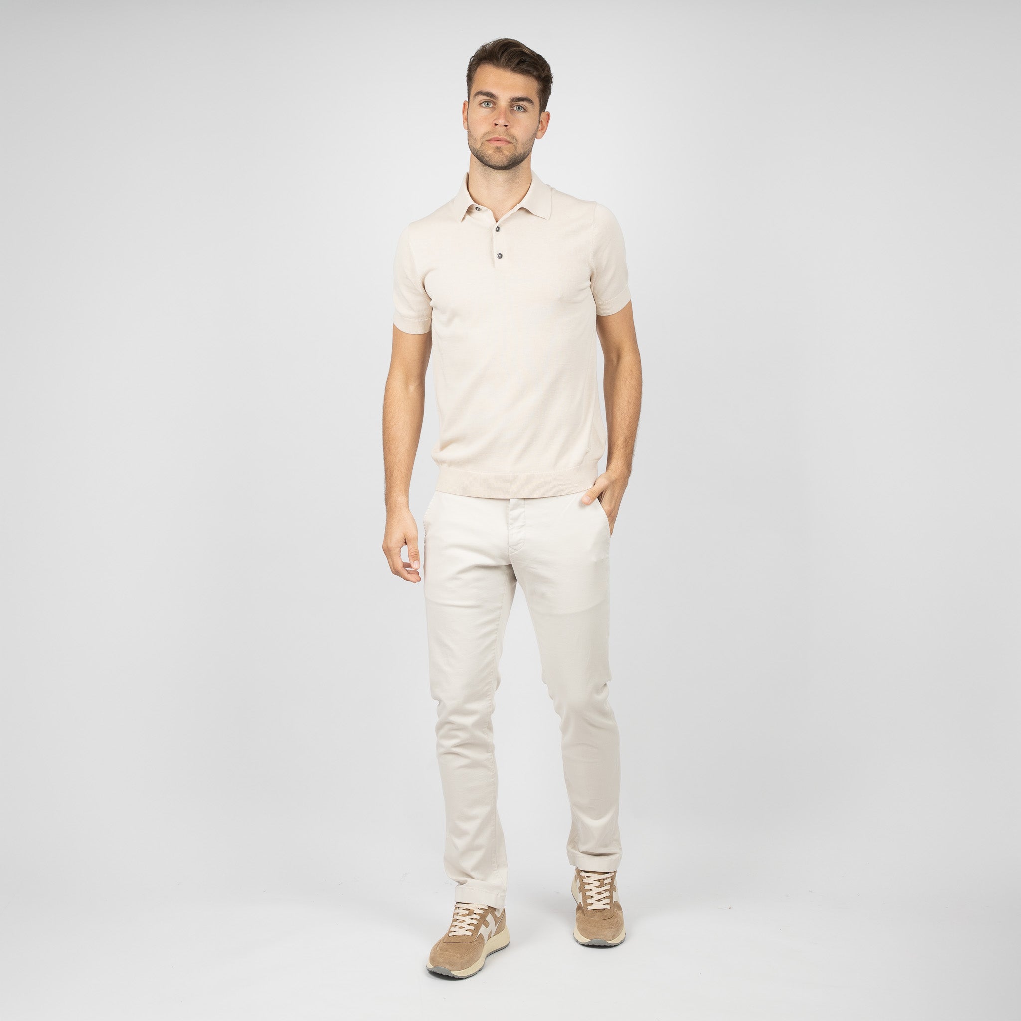 SEVEN DIALS Gebreide Polo Beige | Fillin
