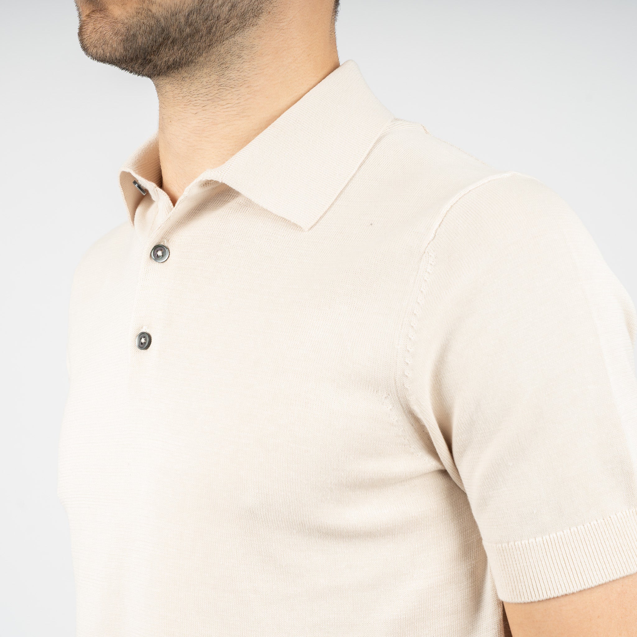 SEVEN DIALS Gebreide Polo Beige | Fillin