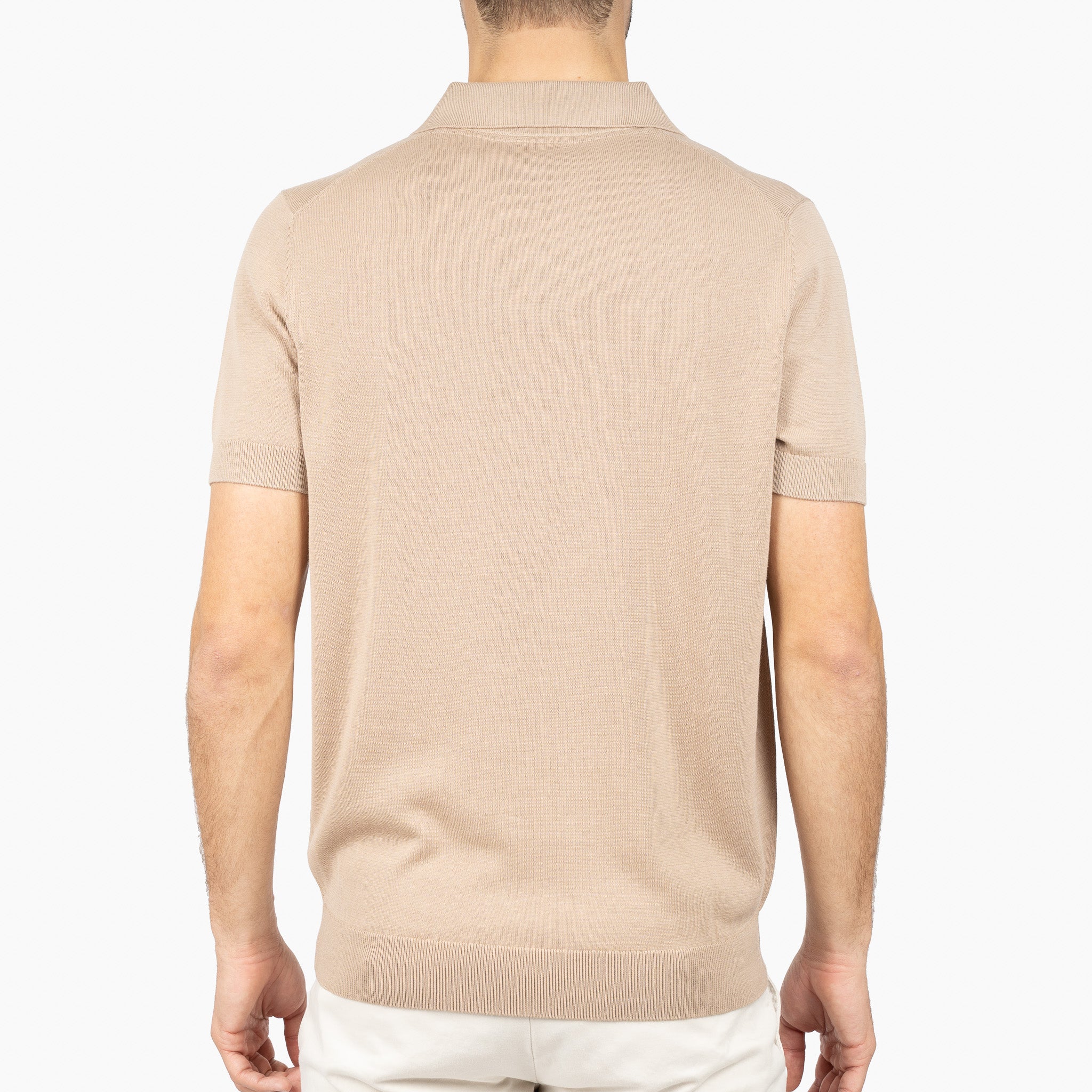 SEVEN DIALS Gebreide Buttonless Polo Zand | Dyche