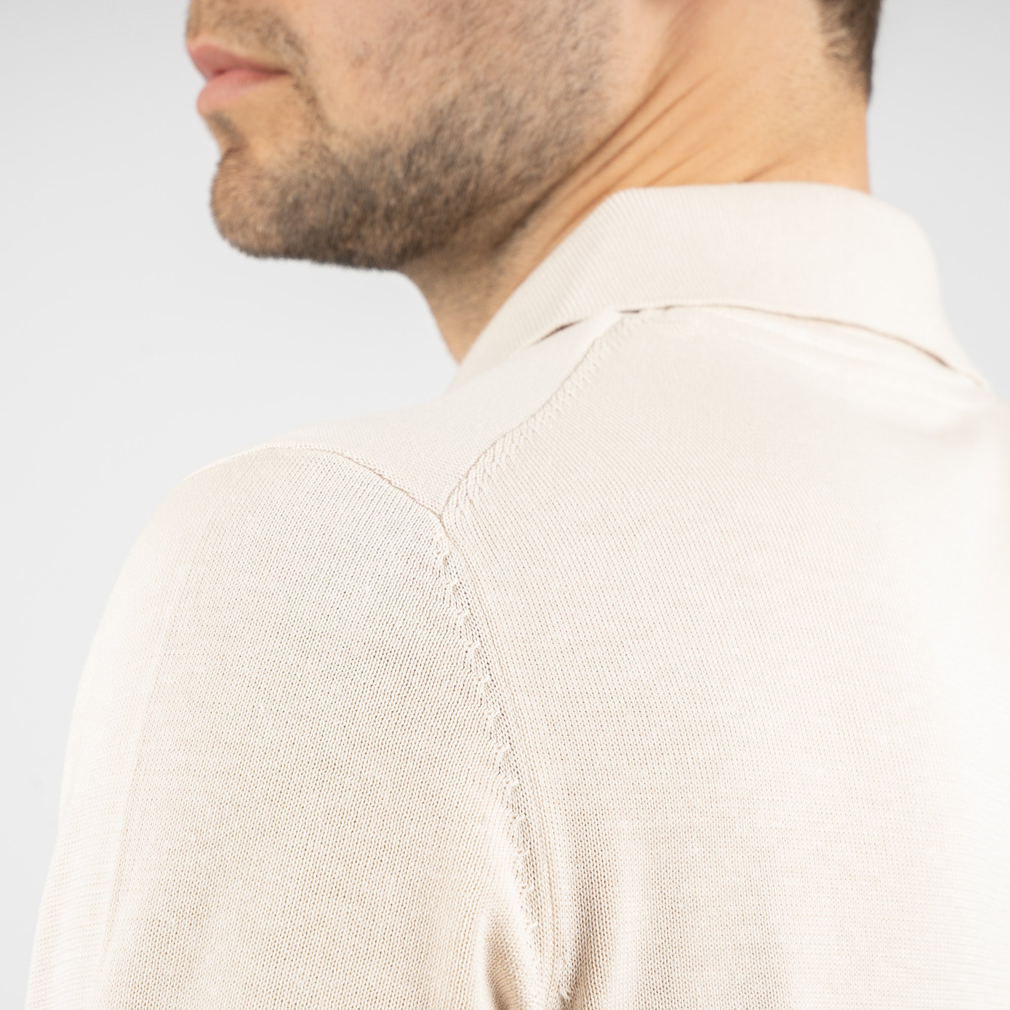 SEVEN DIALS Gebreide Buttonless Polo Beige | Dyche