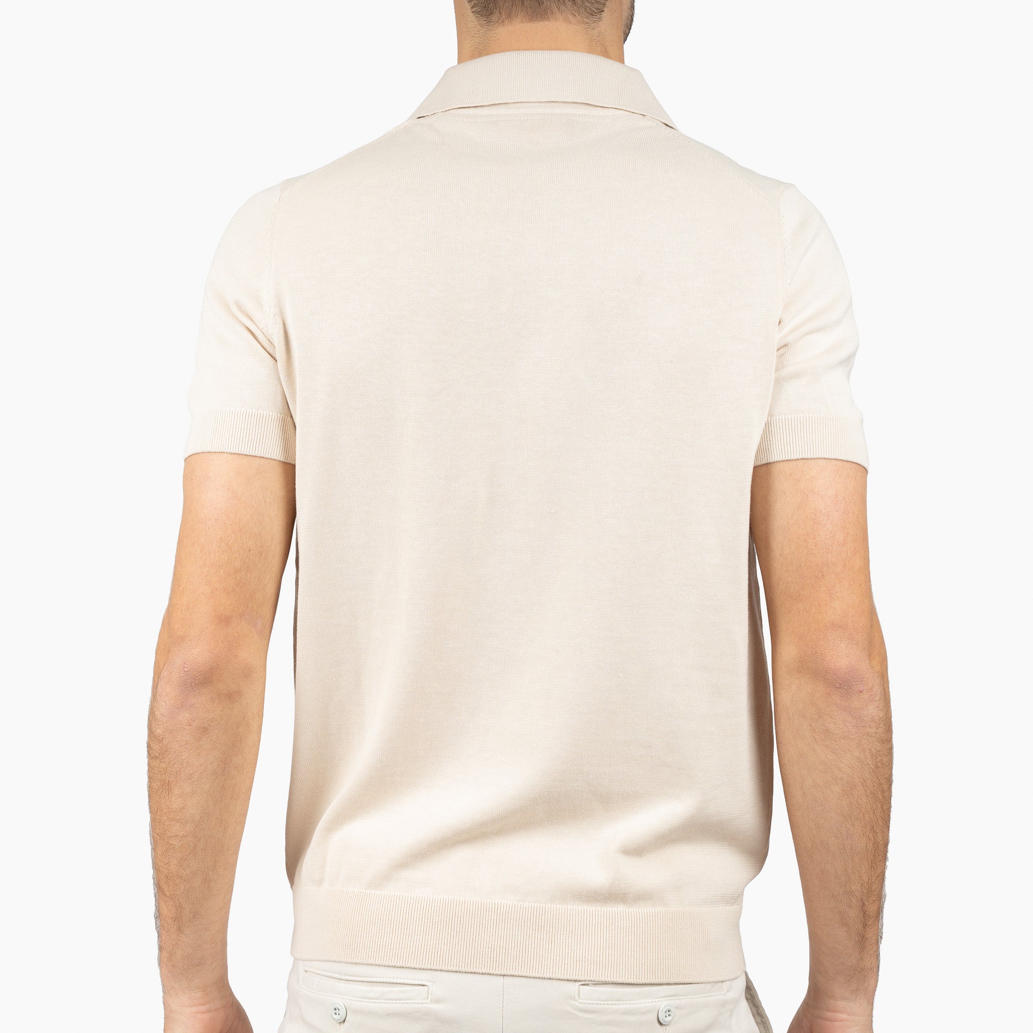 SEVEN DIALS Gebreide Buttonless Polo Beige | Dyche