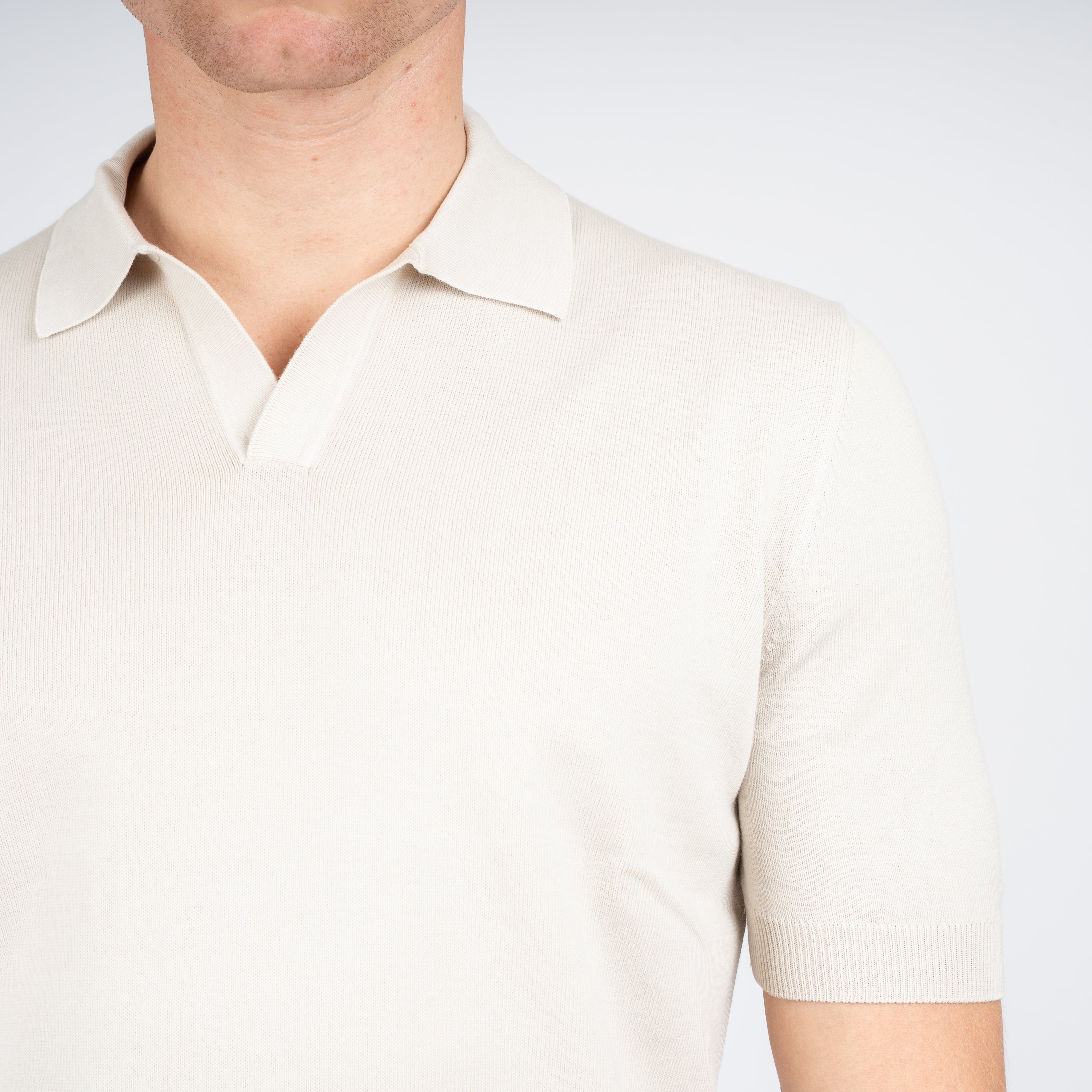 Gran Sasso Buttonless Polo Beige | Egyptian Cotton