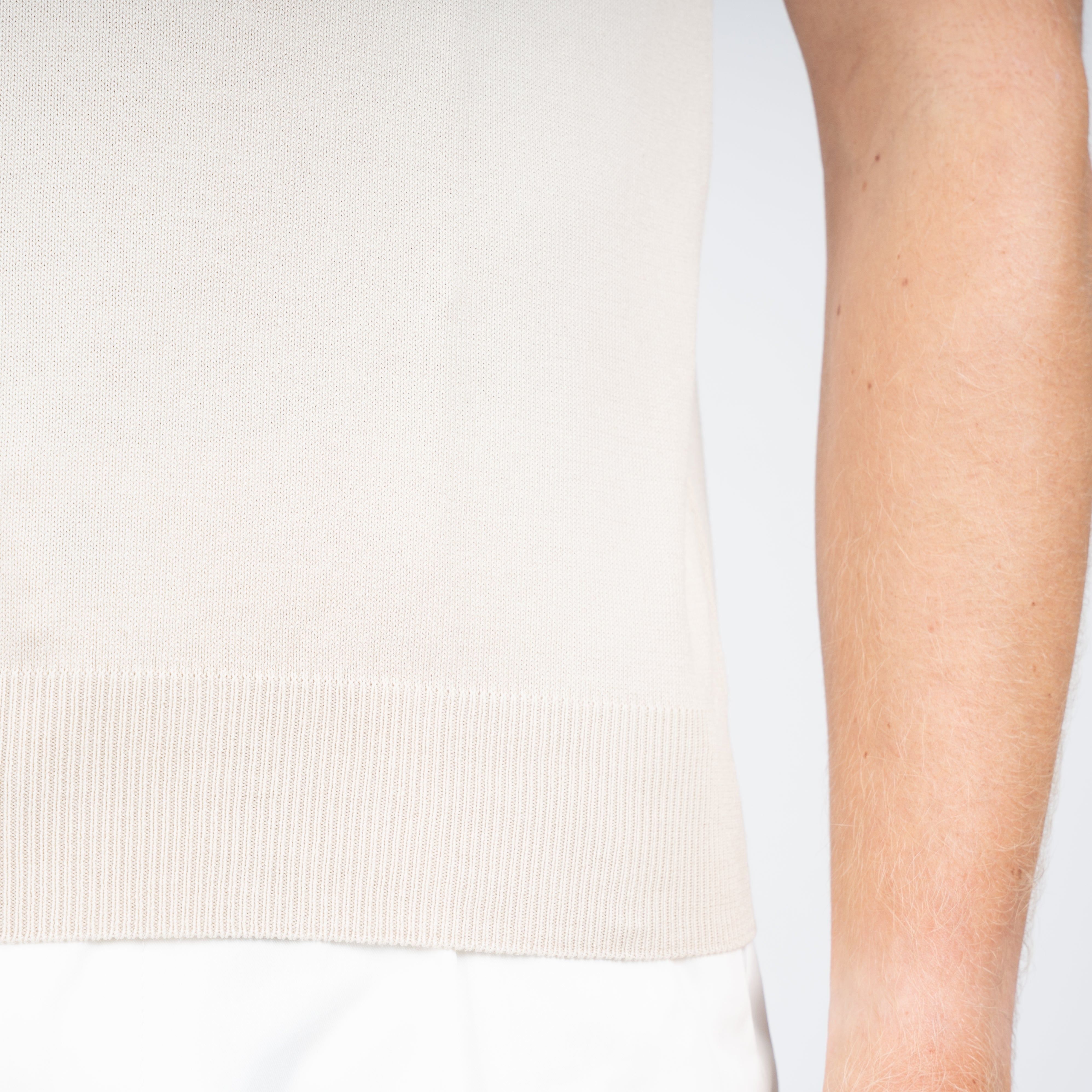 Gran Sasso Buttonless Polo Beige | Egyptian Cotton