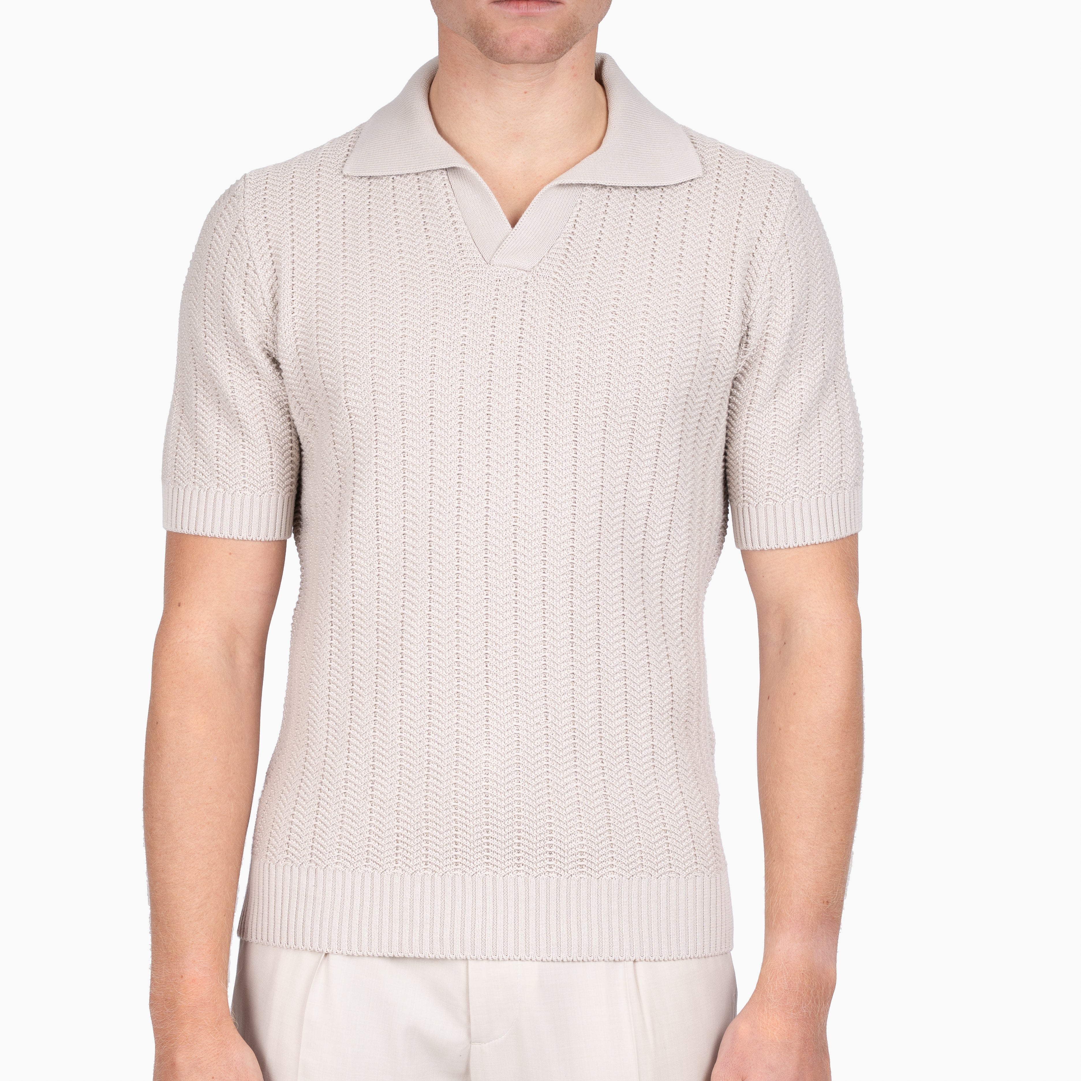 Gran Sasso Polo Buttonless Kraag Beige | Cotton