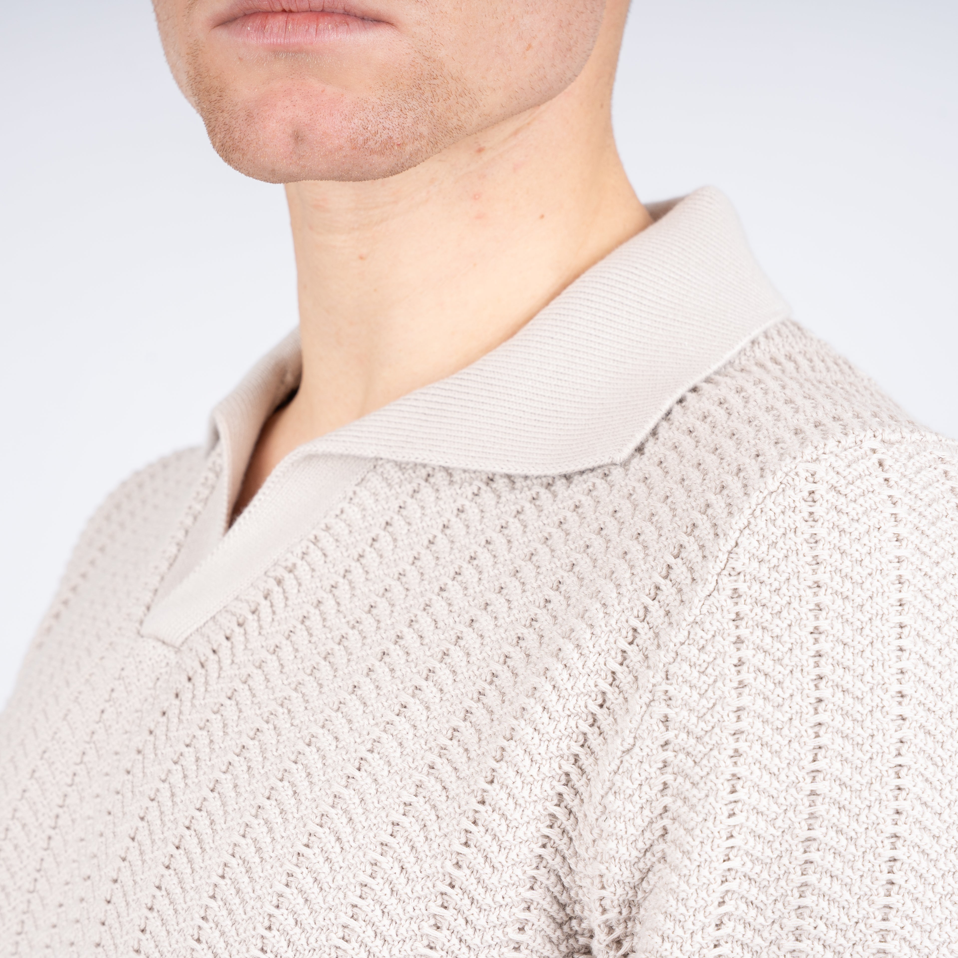 Gran Sasso Polo Buttonless Kraag Beige | Cotton