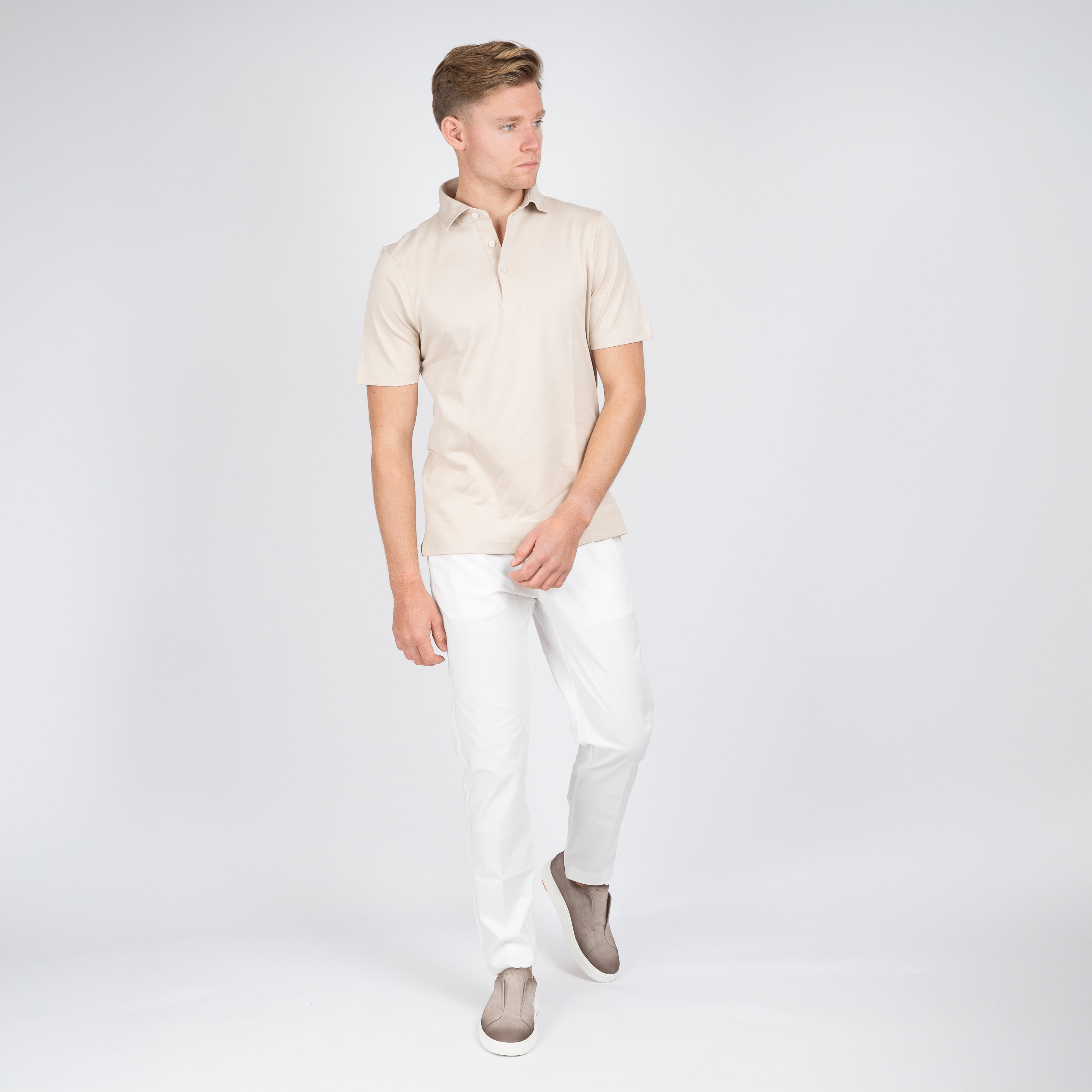 Gran Sasso Polo Beige | Mercerized Cotton