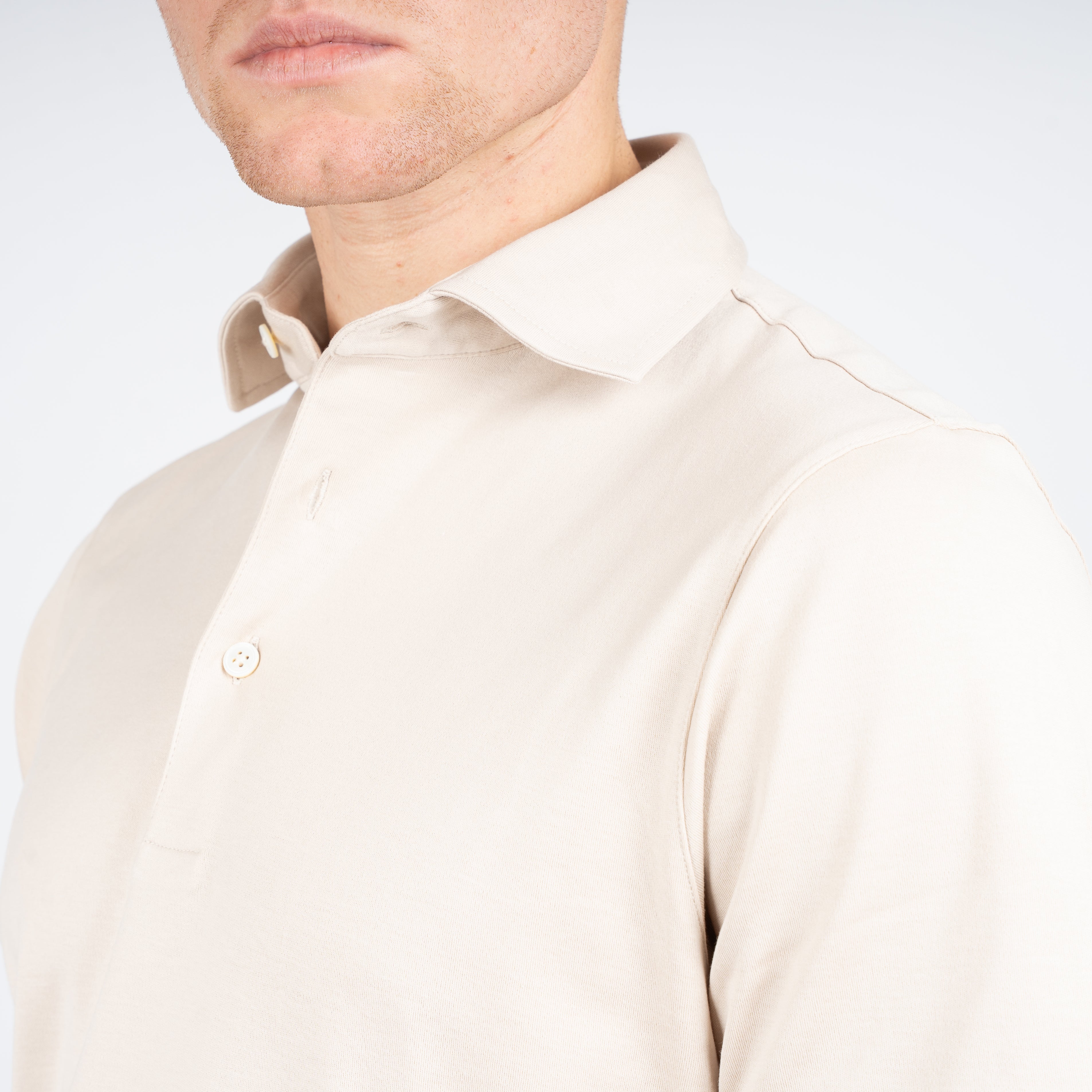 Gran Sasso Polo Beige | Mercerized Cotton