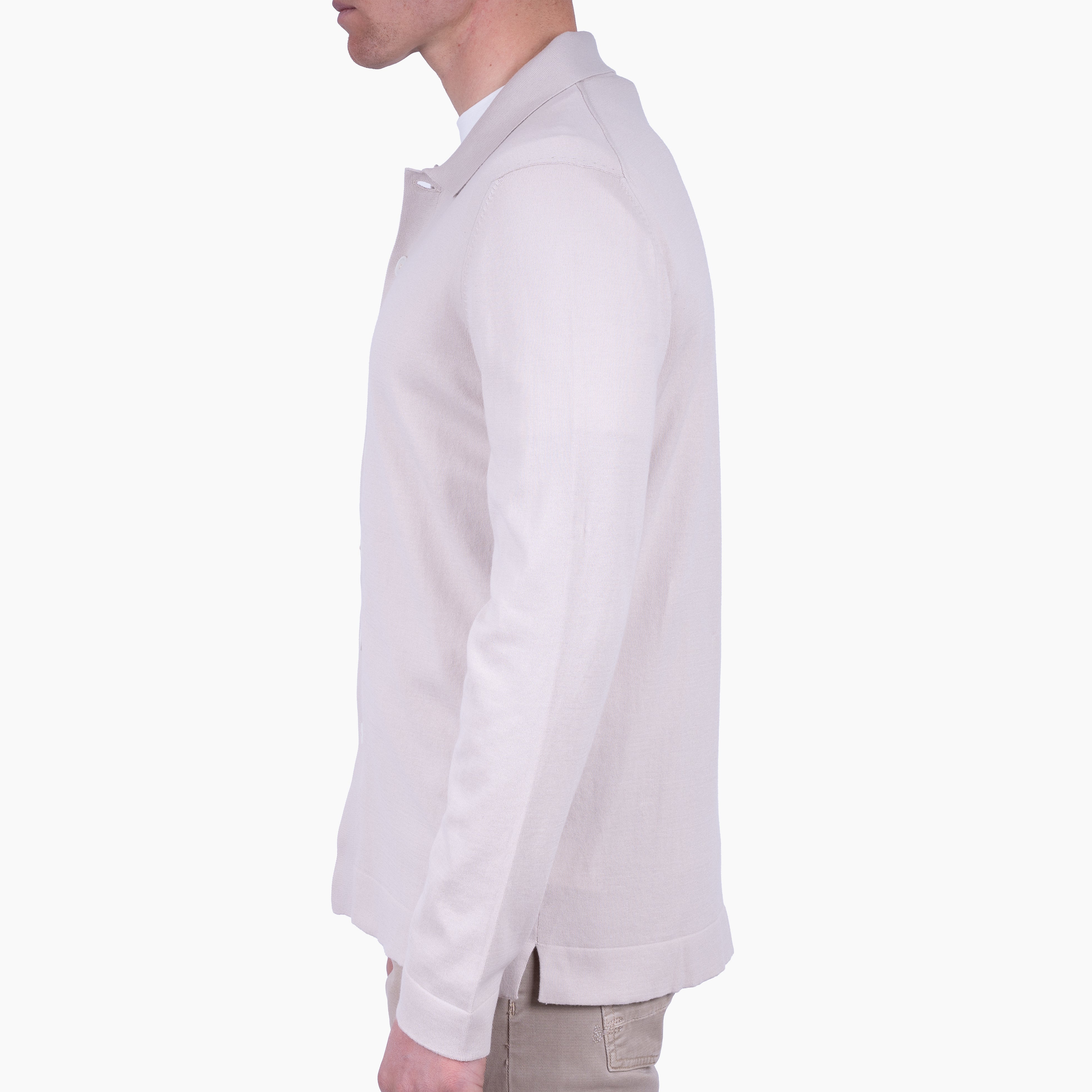 Gran Sasso Gebreid Knoopvest Beige | Organic Cotton