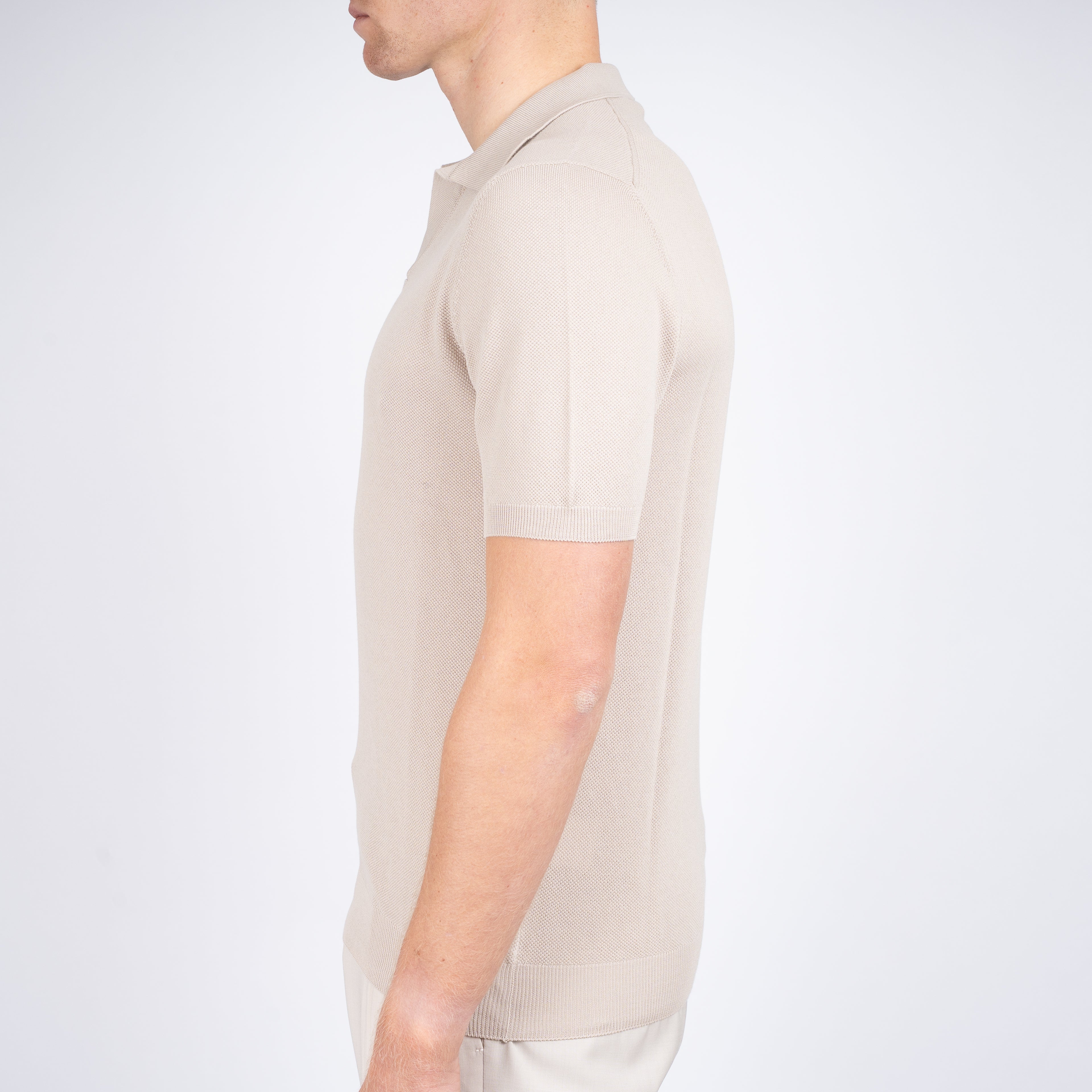 Gran Sasso Polo Buttonless Kraag Beige | Fresh Cotton