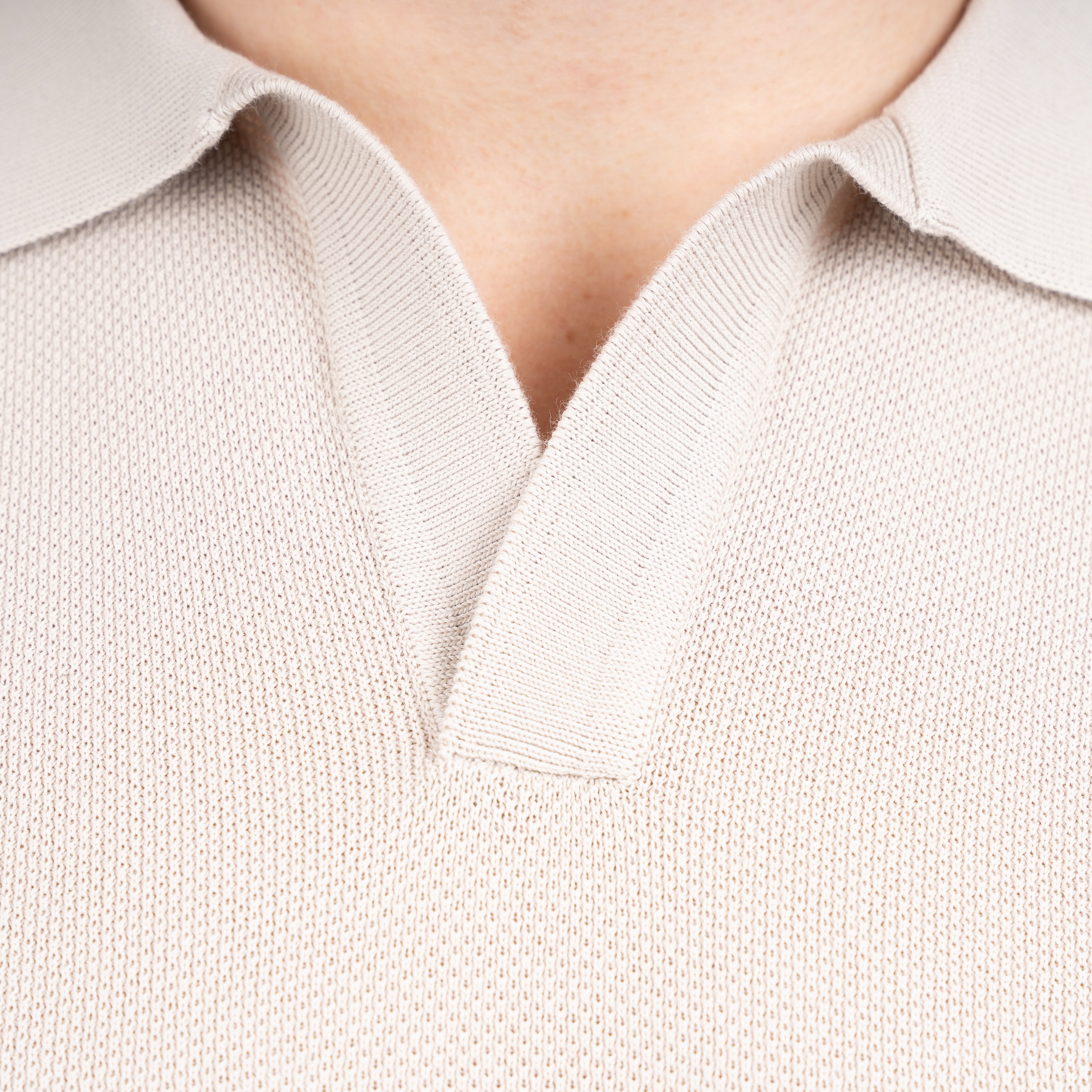 Gran Sasso Polo Buttonless Kraag Beige | Fresh Cotton