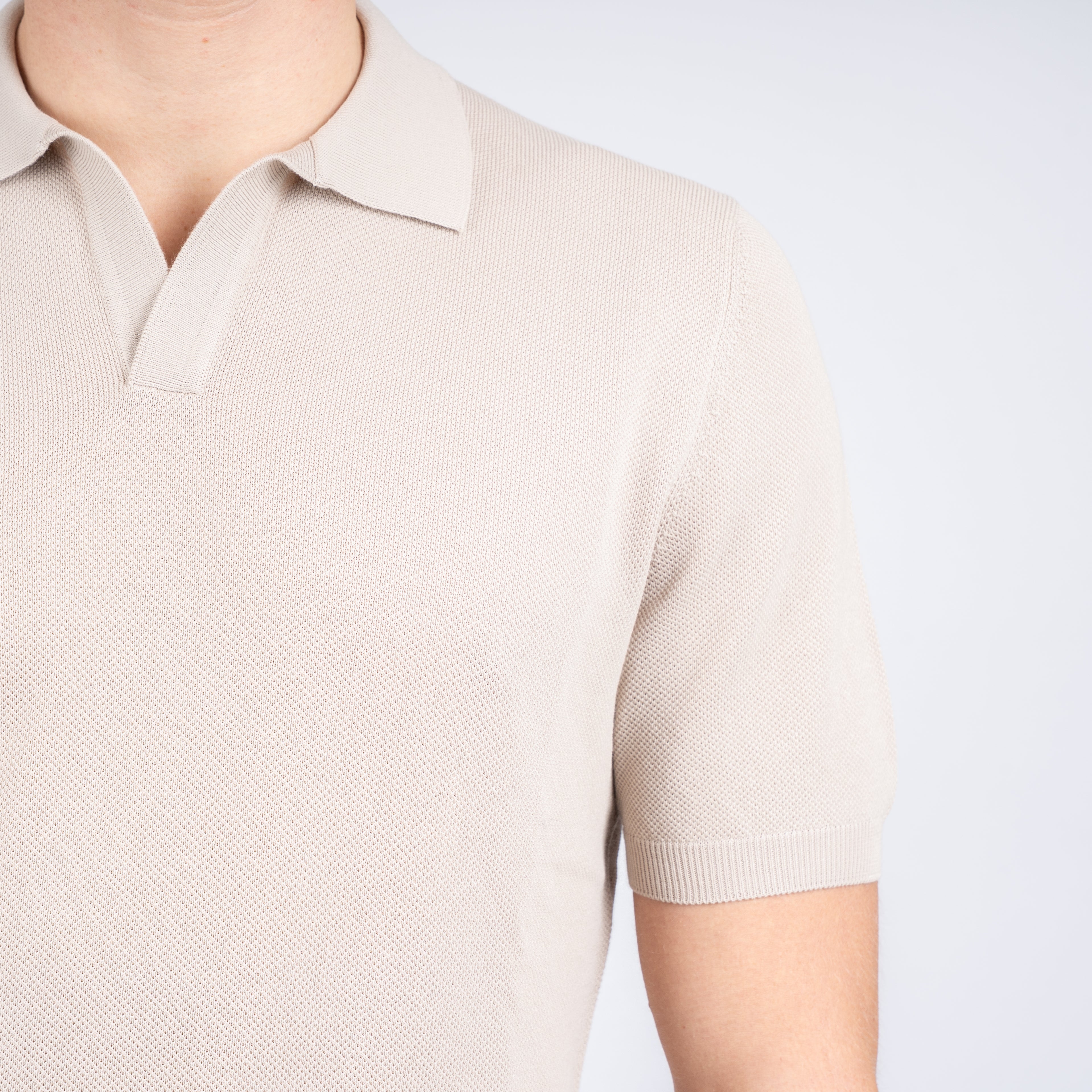 Gran Sasso Polo Buttonless Kraag Beige | Fresh Cotton