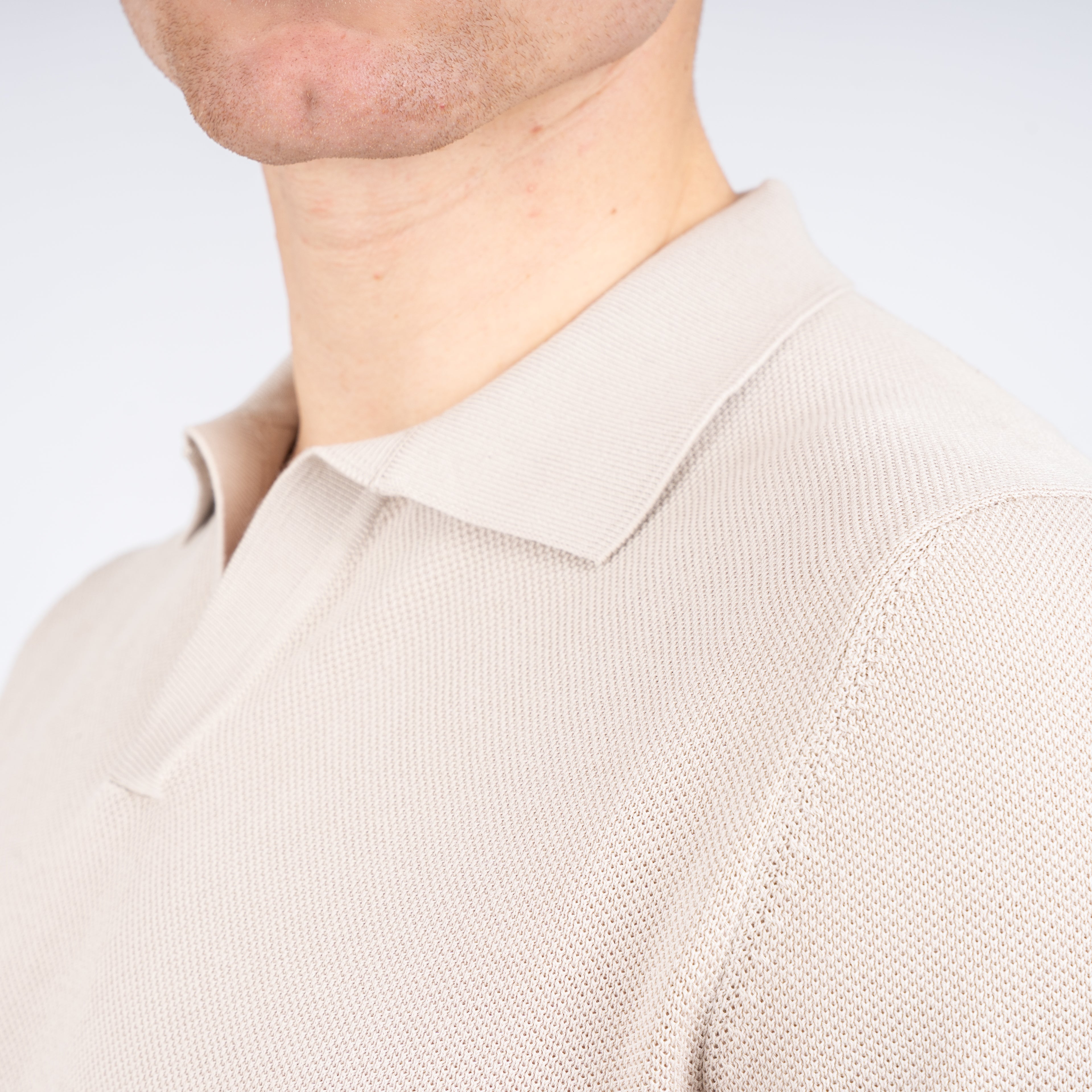 Gran Sasso Polo Buttonless Kraag Beige | Fresh Cotton