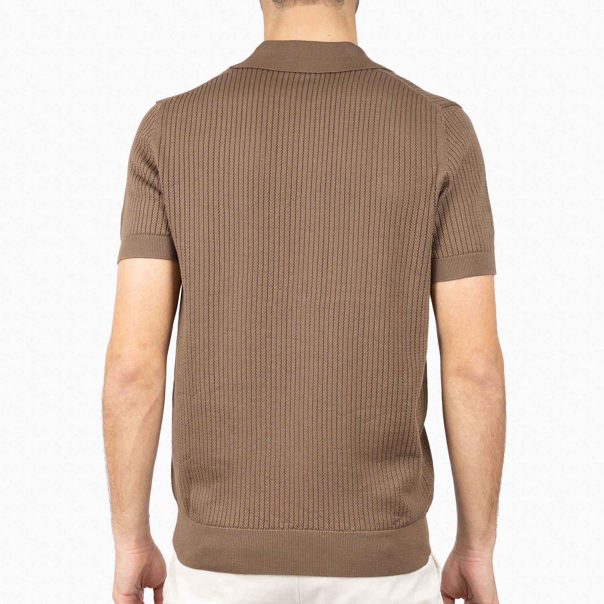 SEVEN DIALS Gebreide Buttonless Polo Bruin | Bennet