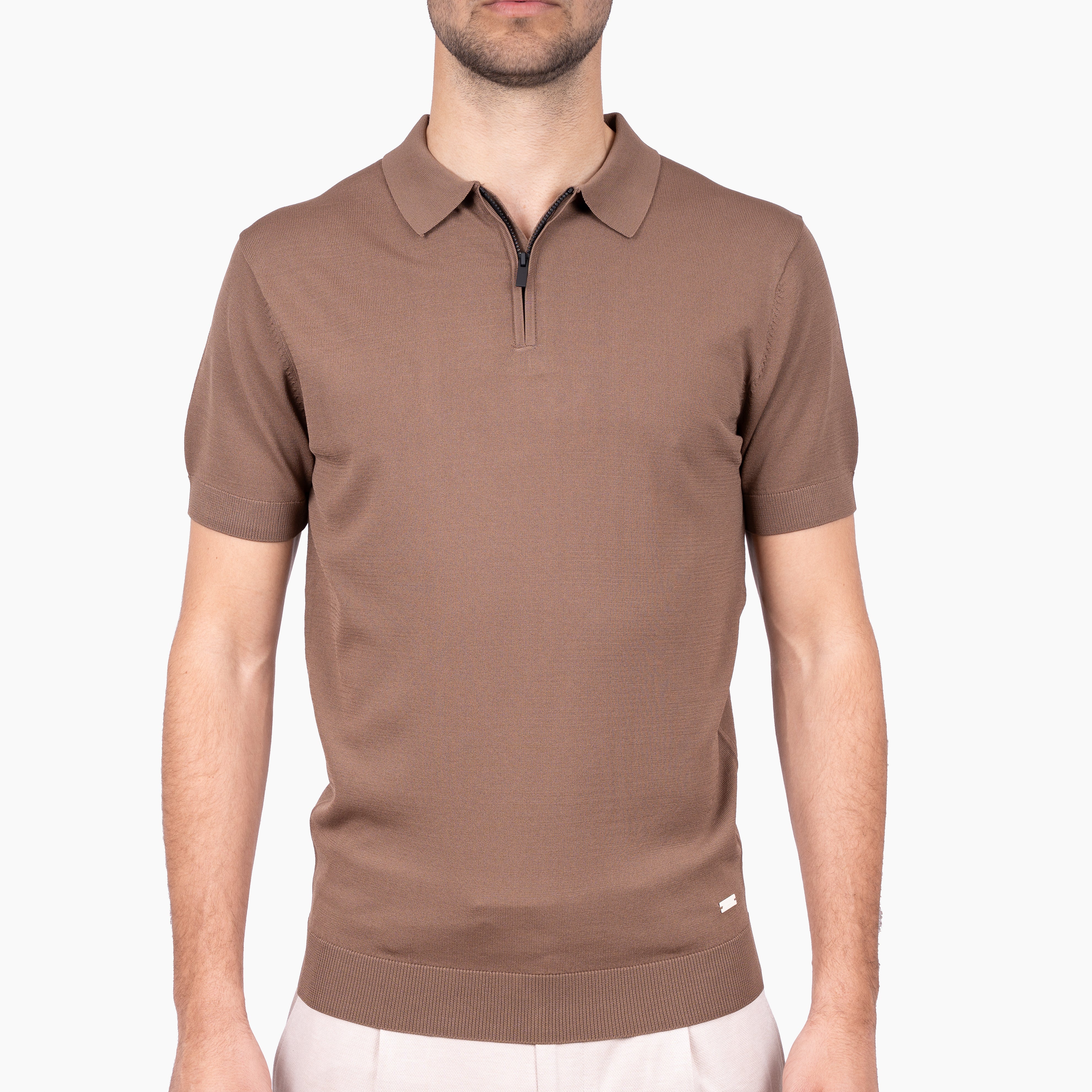 SEVEN DIALS Technische Polo met Rits Roestbruin | Osric