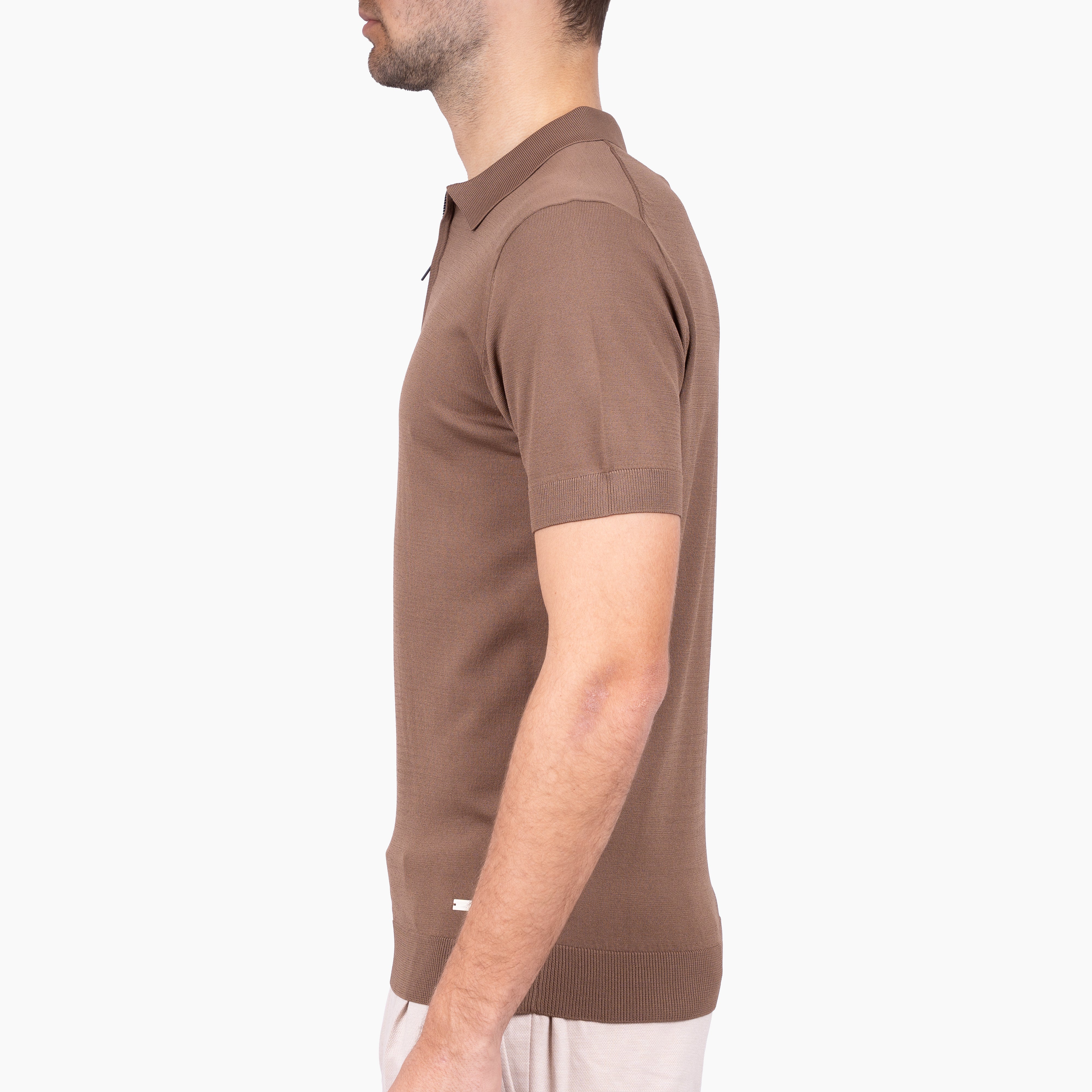 SEVEN DIALS Technische Polo met Rits Roestbruin | Osric