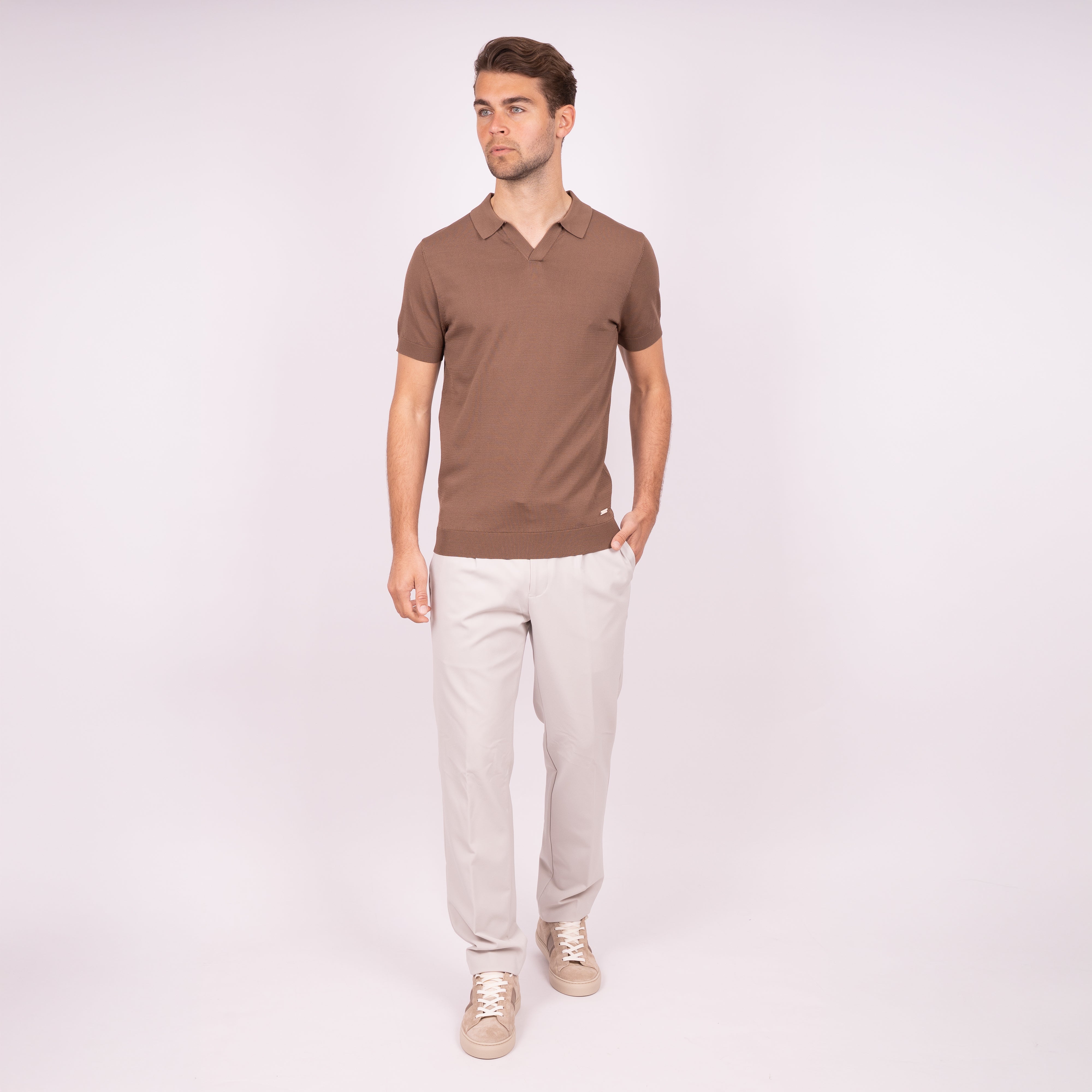 SEVEN DIALS Technische Buttonless Polo Roestbruin | Hayden