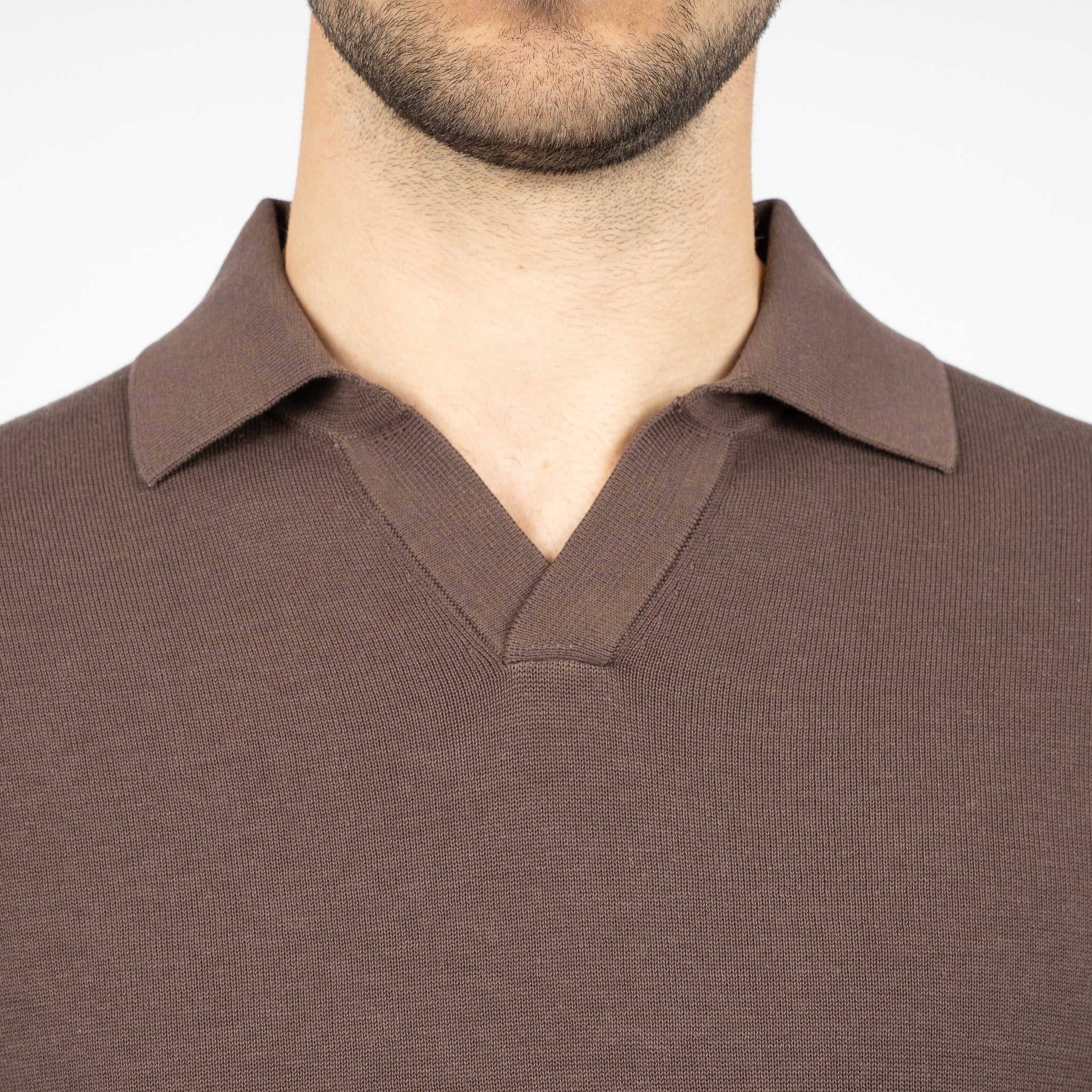 SEVEN DIALS Gebreide Polo Bruin | Fillin