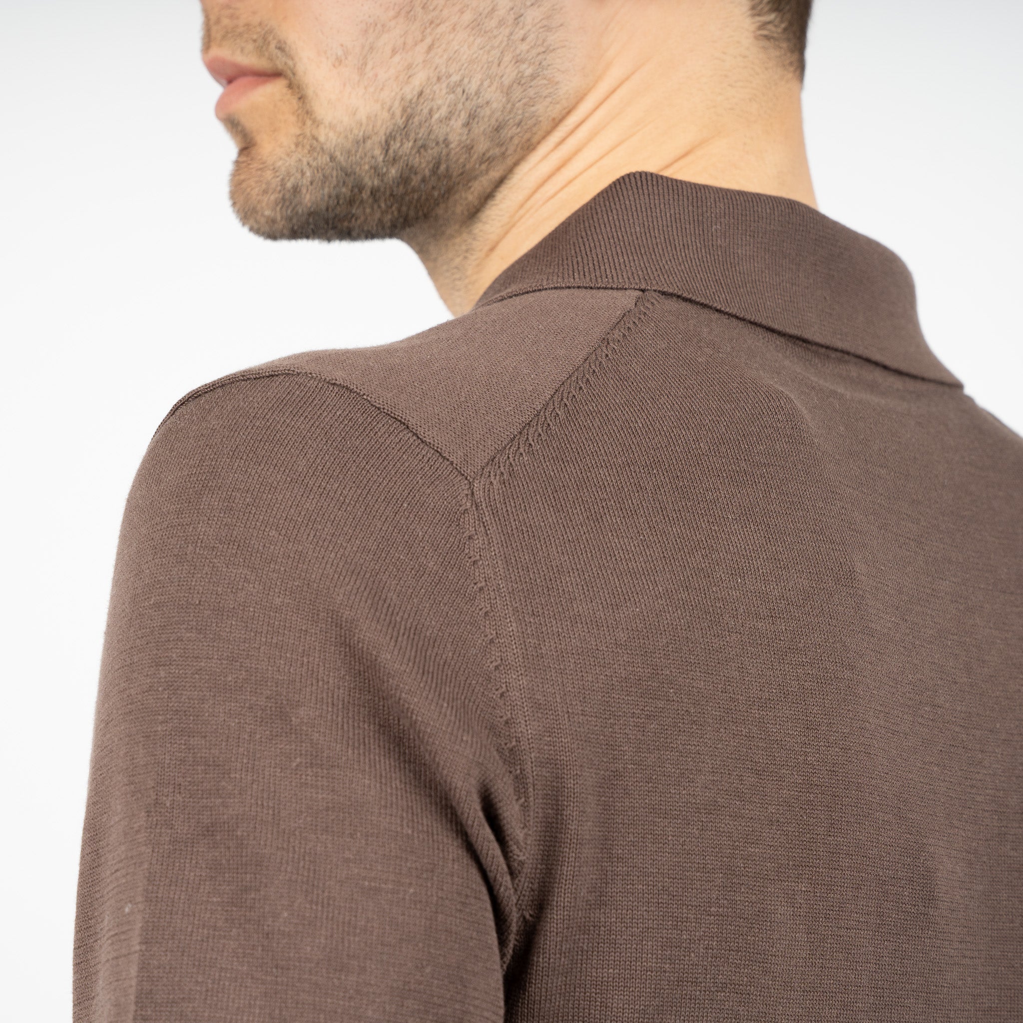 SEVEN DIALS Gebreide Polo Bruin | Fillin