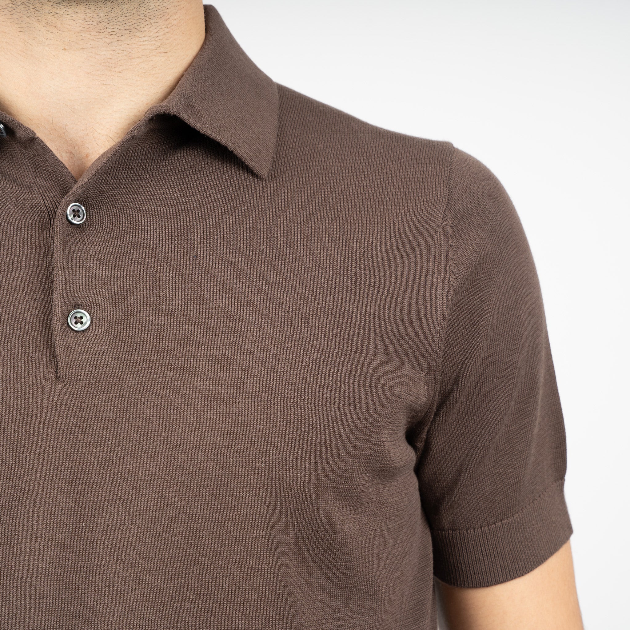 SEVEN DIALS Gebreide Polo Bruin | Fillin
