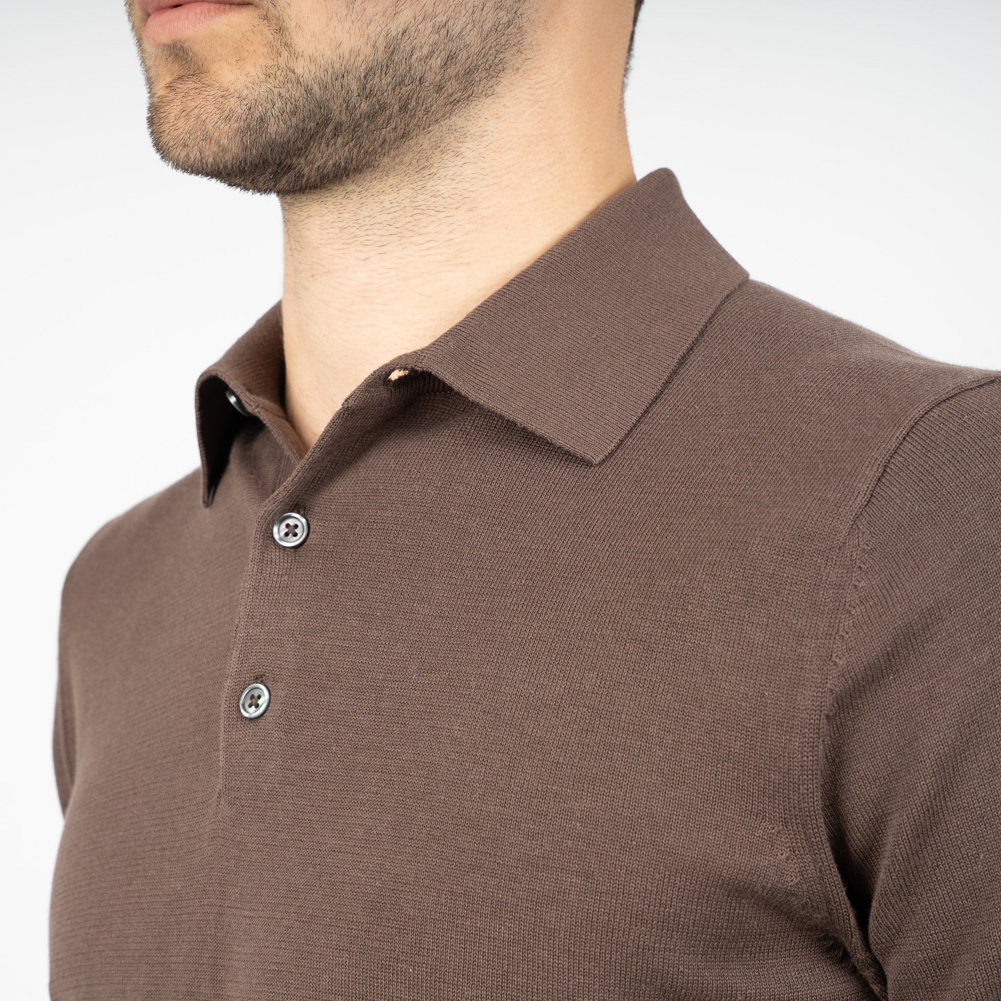 SEVEN DIALS Gebreide Polo Bruin | Fillin