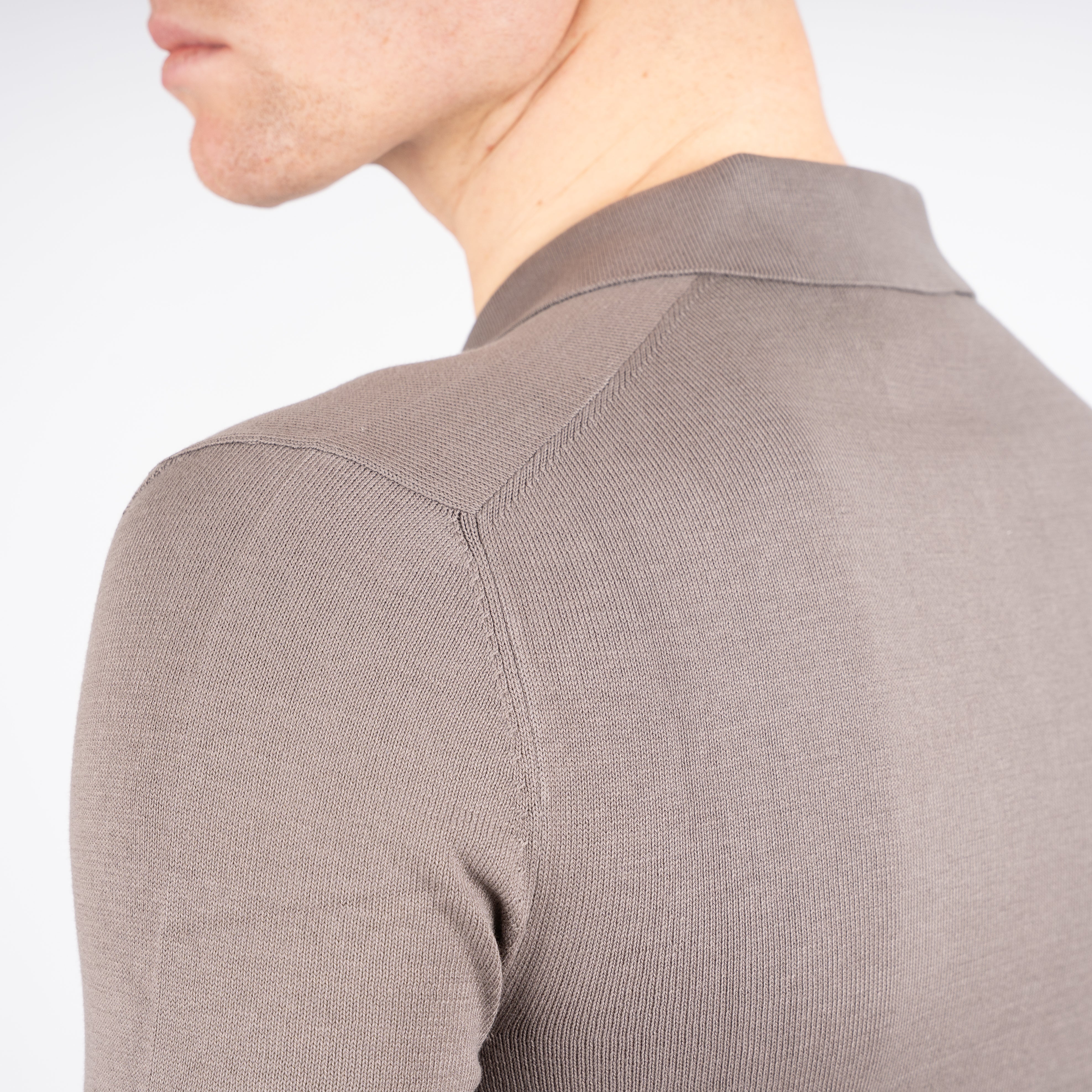 Gran Sasso Buttonless Polo Taupe | Egyptian Cotton