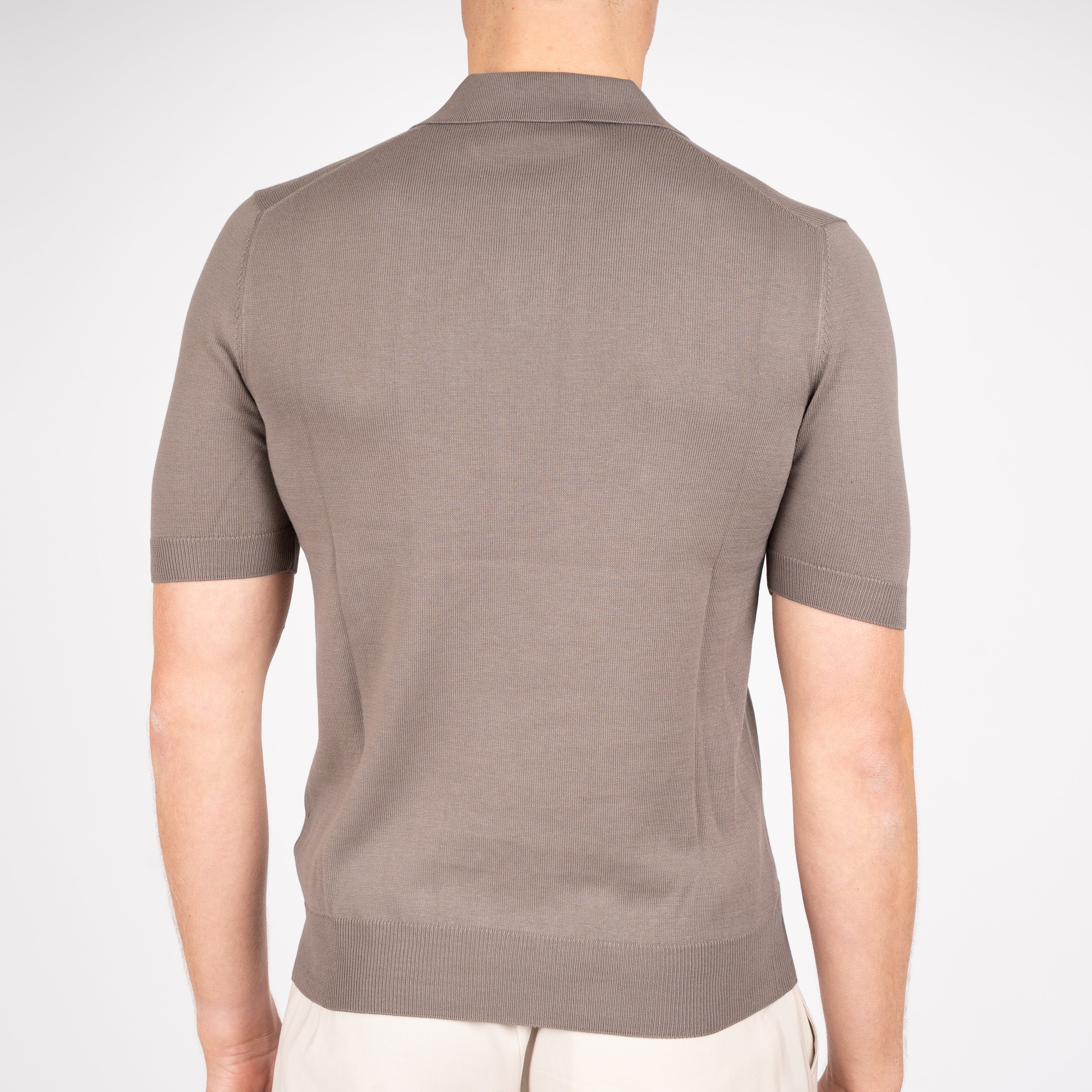 Gran Sasso Buttonless Polo Taupe | Egyptian Cotton