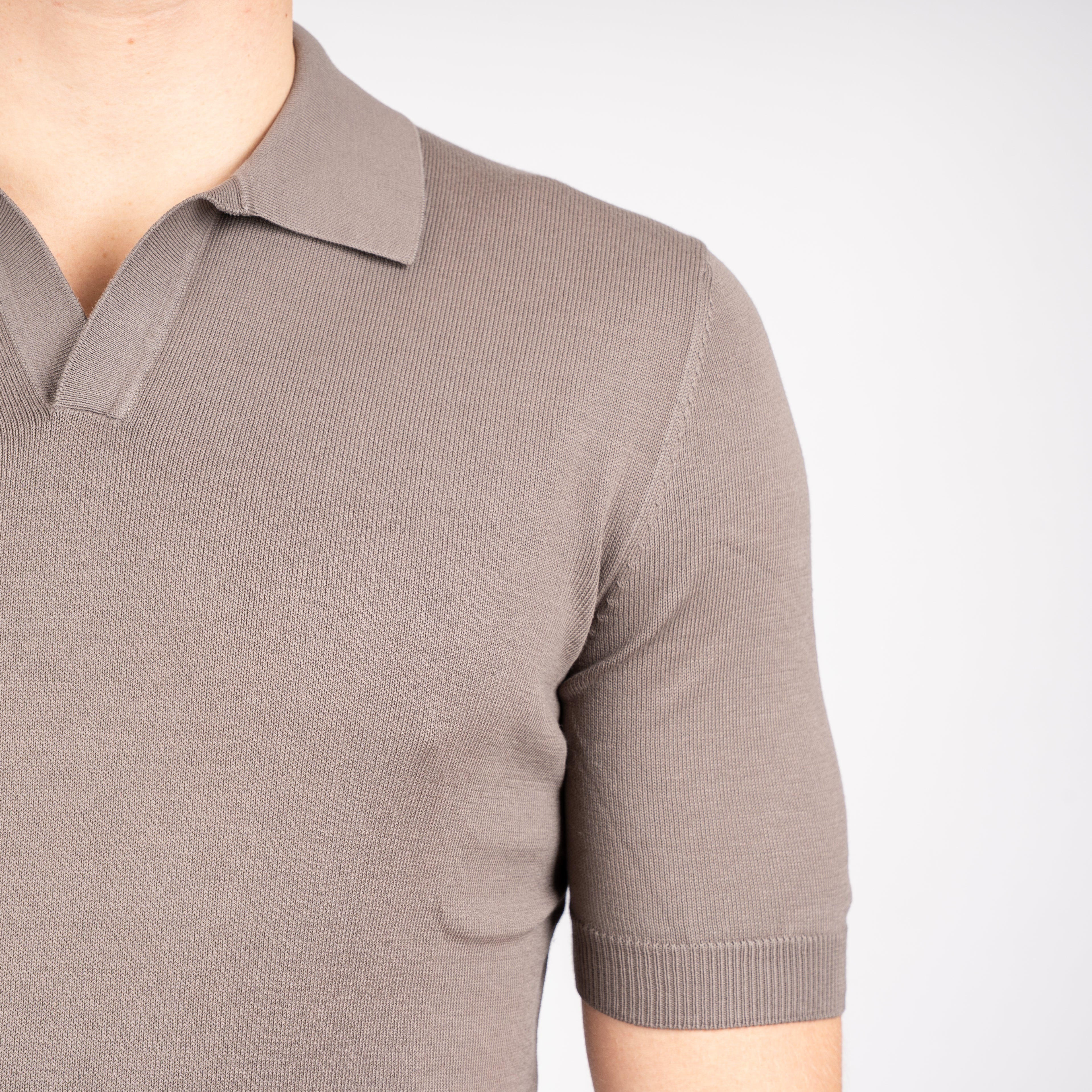Gran Sasso Buttonless Polo Taupe | Egyptian Cotton