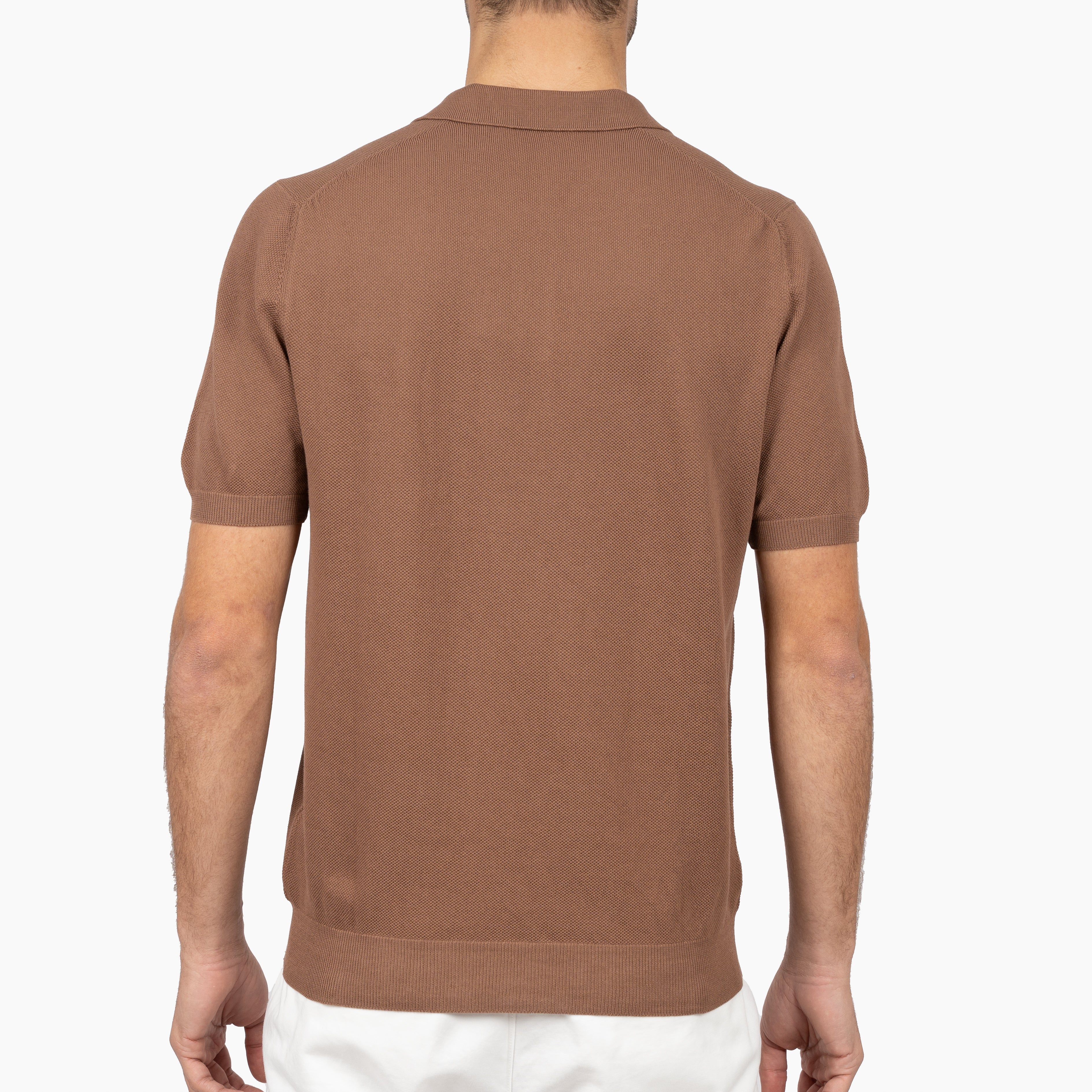 Gran Sasso Polo Buttonless Kraag Camel | Fresh Cotton