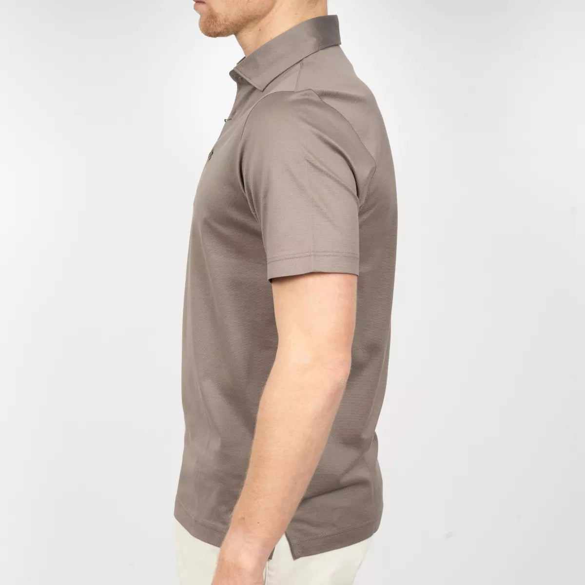 Gran Sasso Polo Taupe | Mercerized Piquet Cotton