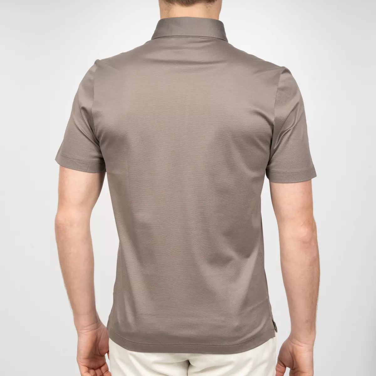 Gran Sasso Polo Taupe | Mercerized Piquet Cotton