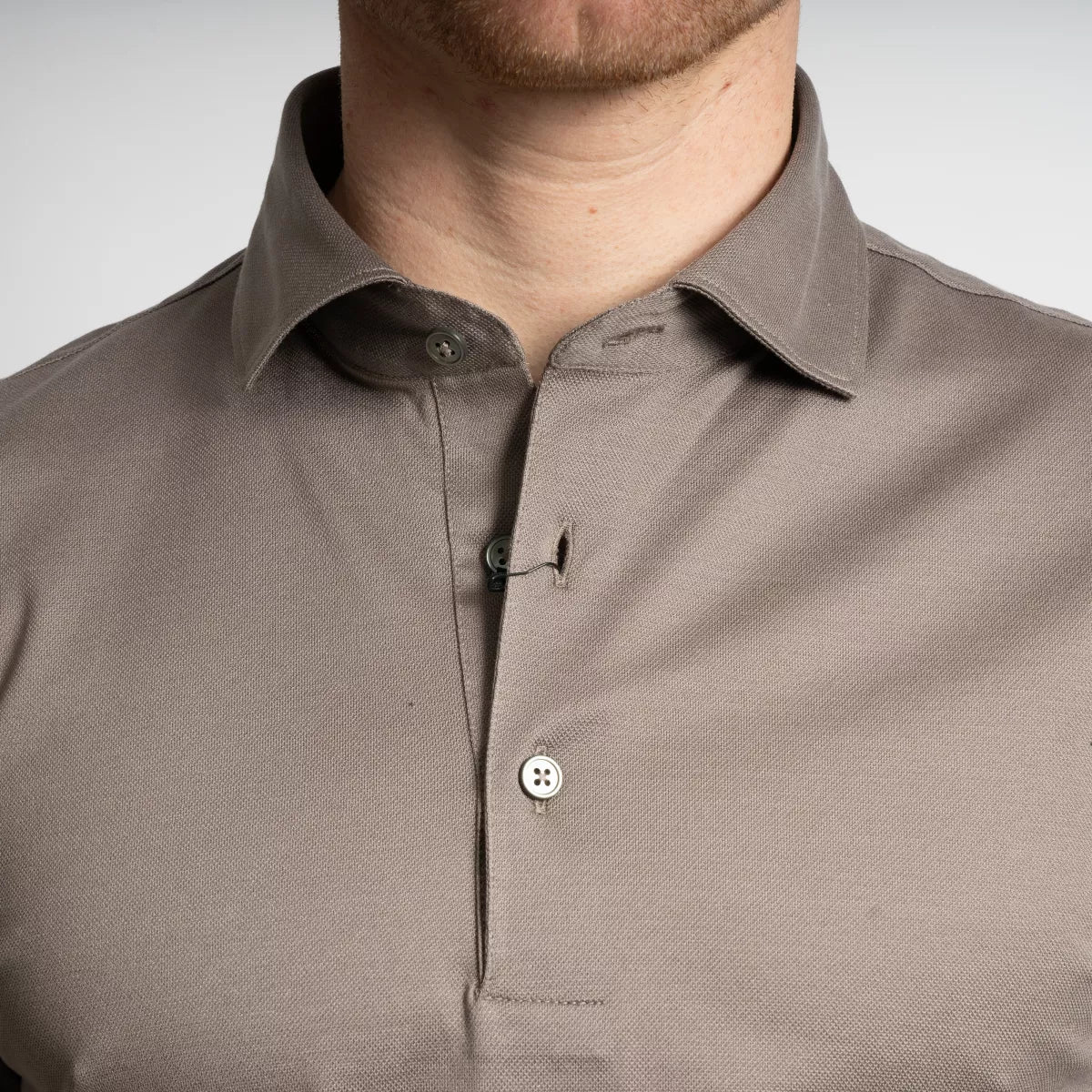 Gran Sasso Polo Taupe | Mercerized Piquet Cotton