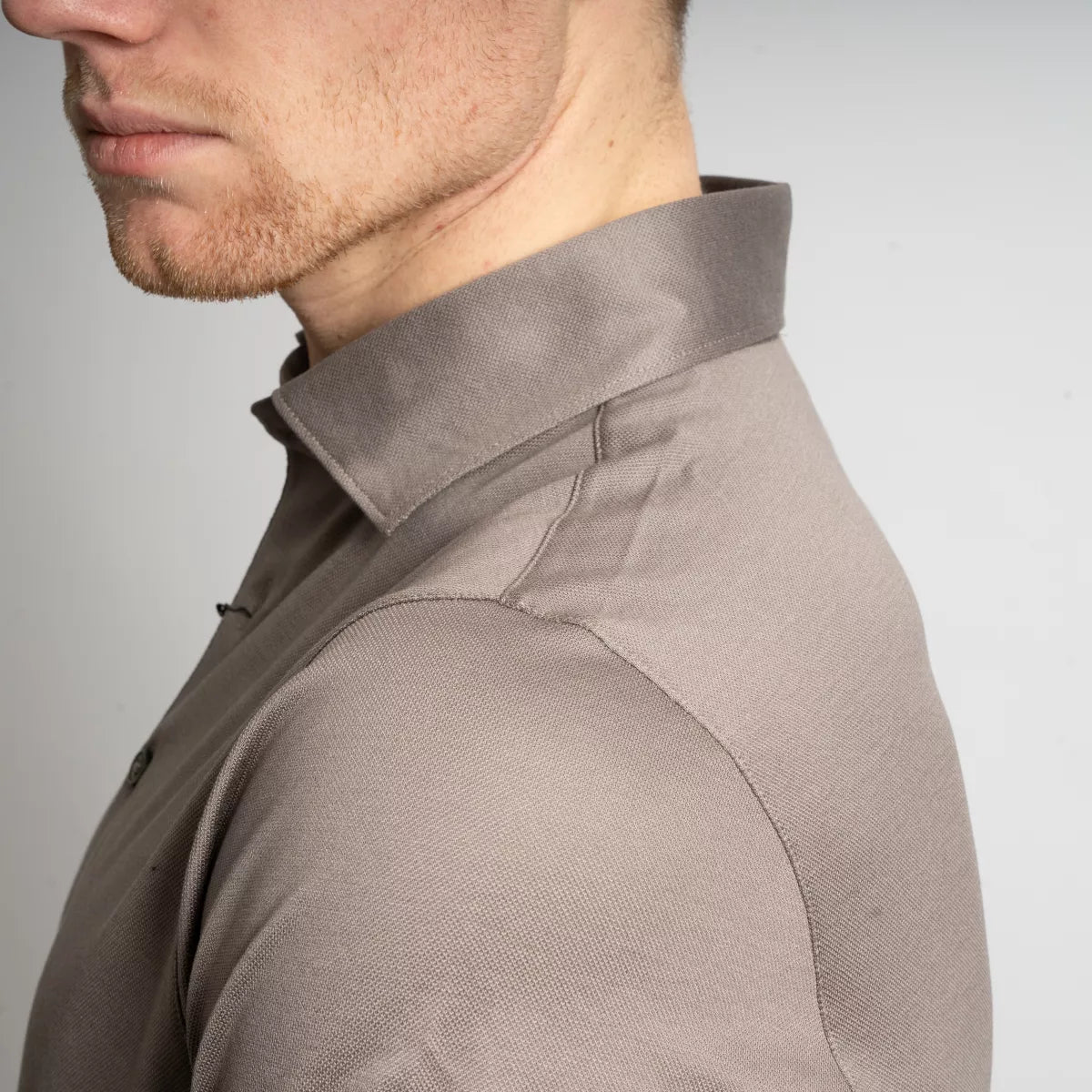 Gran Sasso Polo Taupe | Mercerized Piquet Cotton