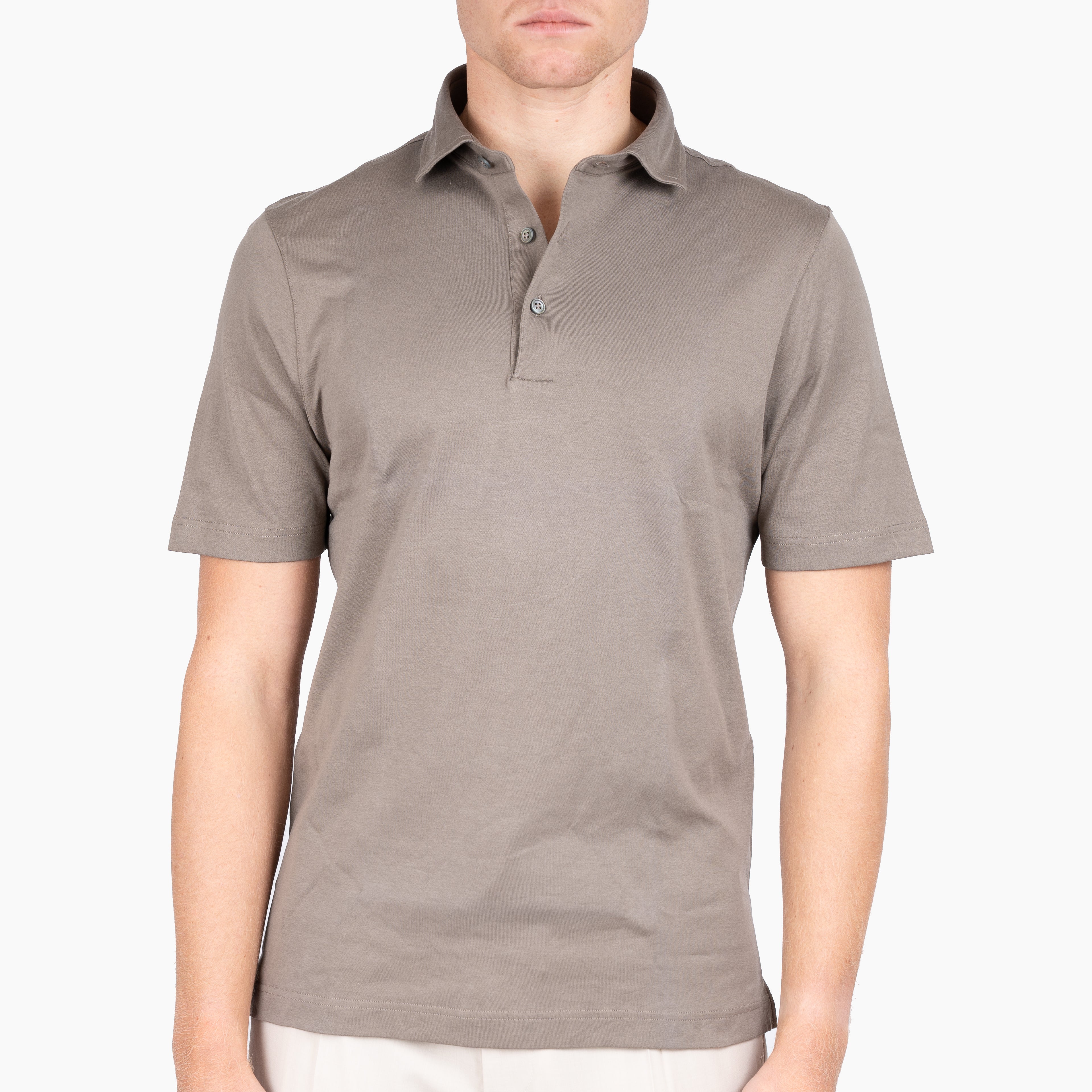 Gran Sasso Polo Taupe | Mercerized Cotton