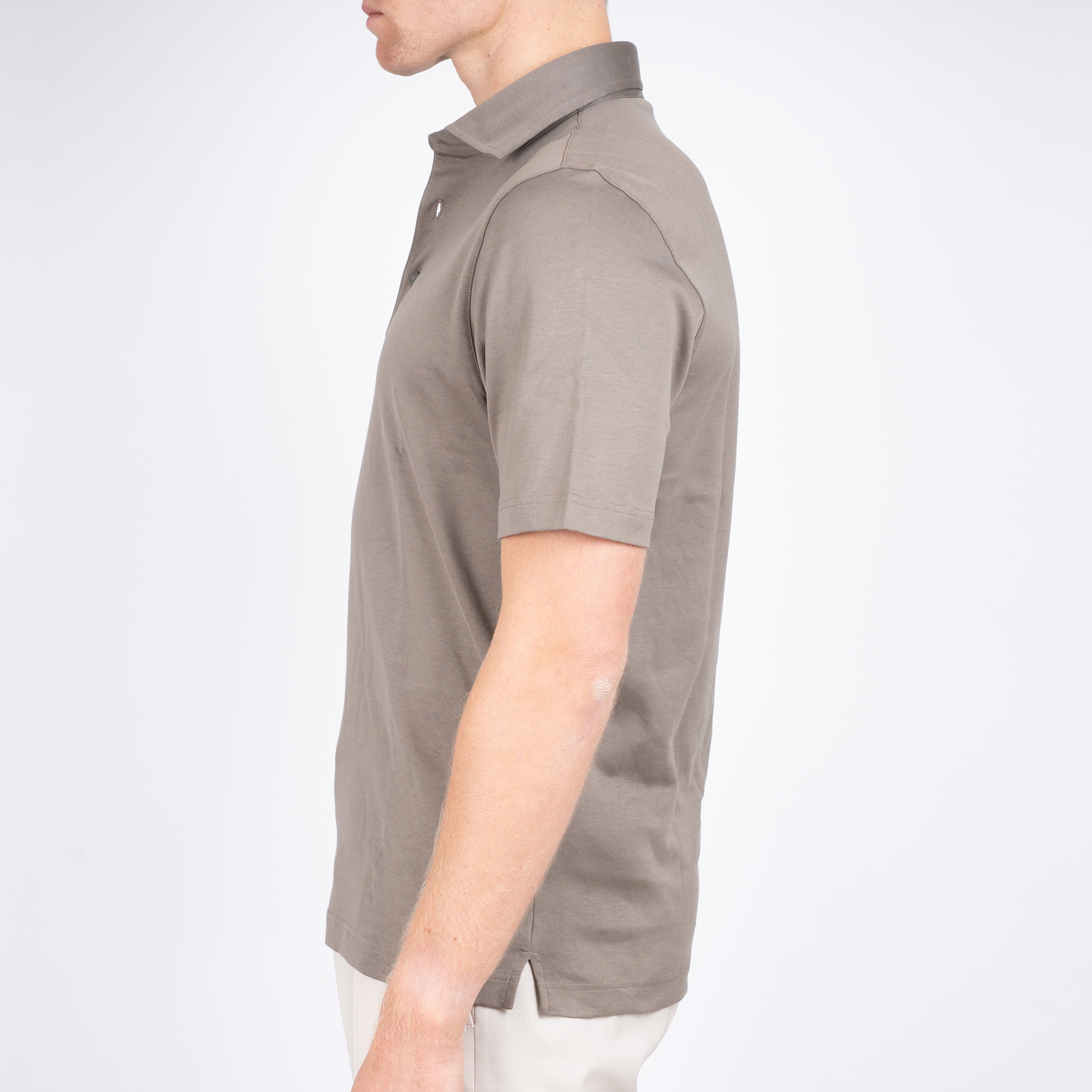 Gran Sasso Polo Taupe | Mercerized Cotton