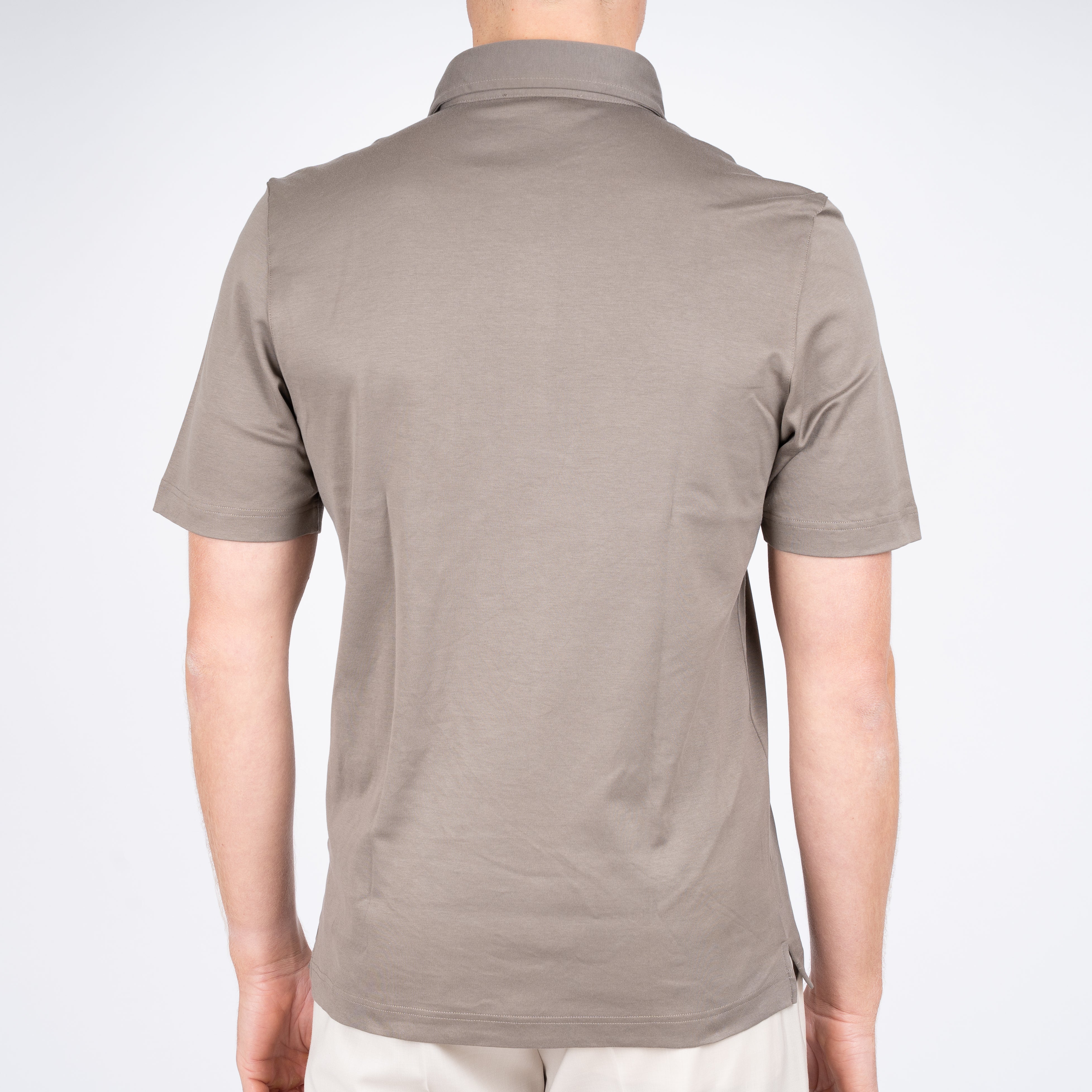 Gran Sasso Polo Taupe | Mercerized Cotton