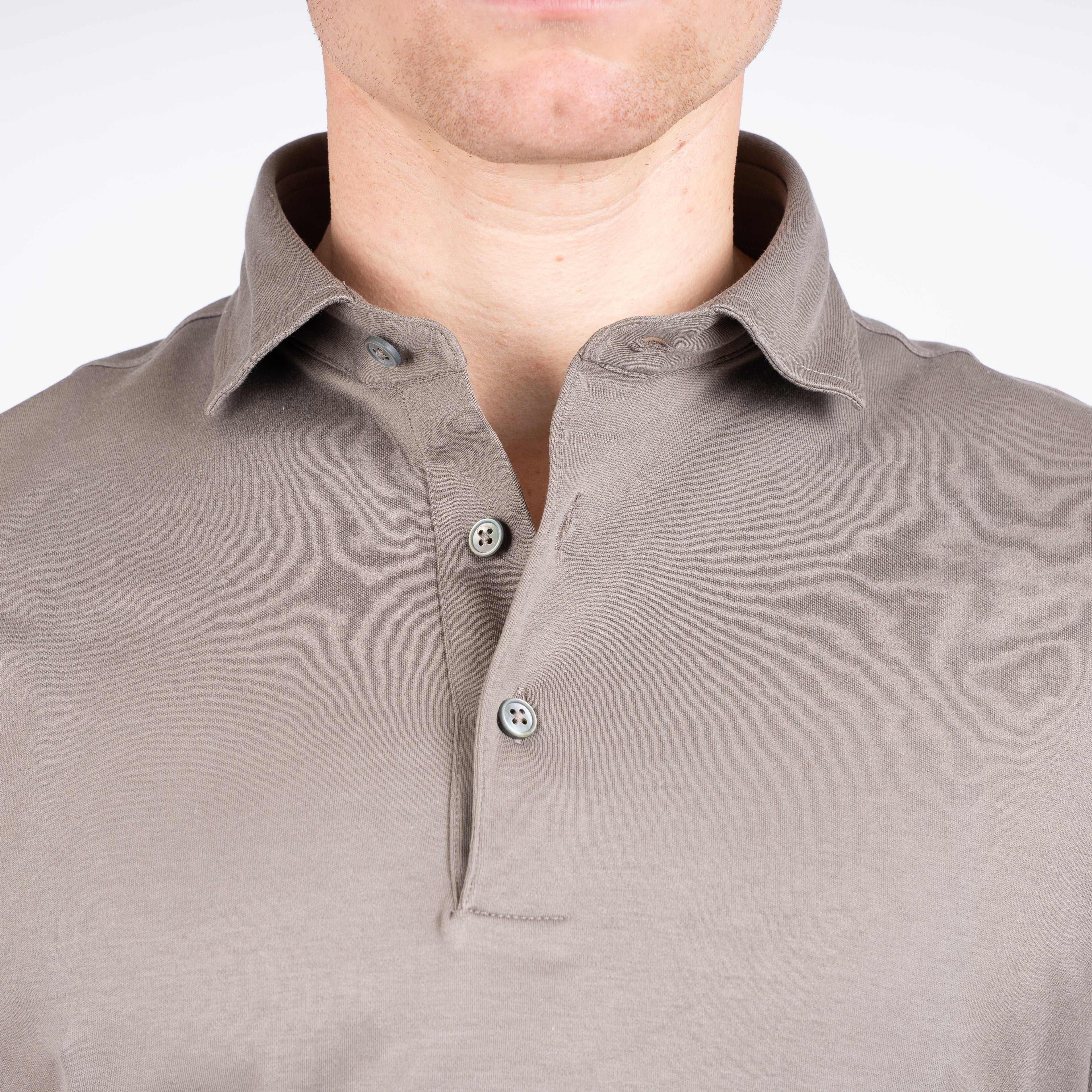Gran Sasso Polo Taupe | Mercerized Cotton