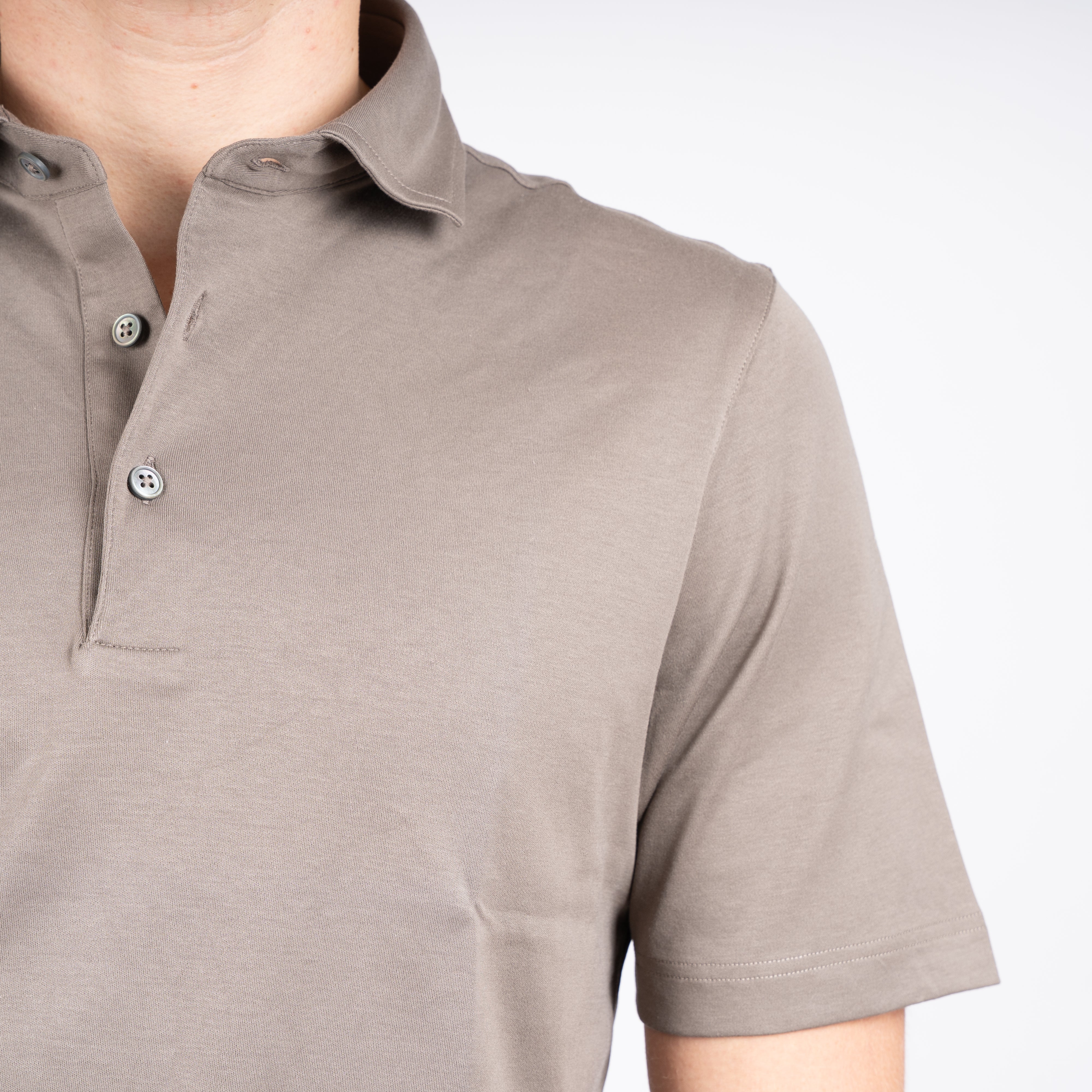 Gran Sasso Polo Taupe | Mercerized Cotton