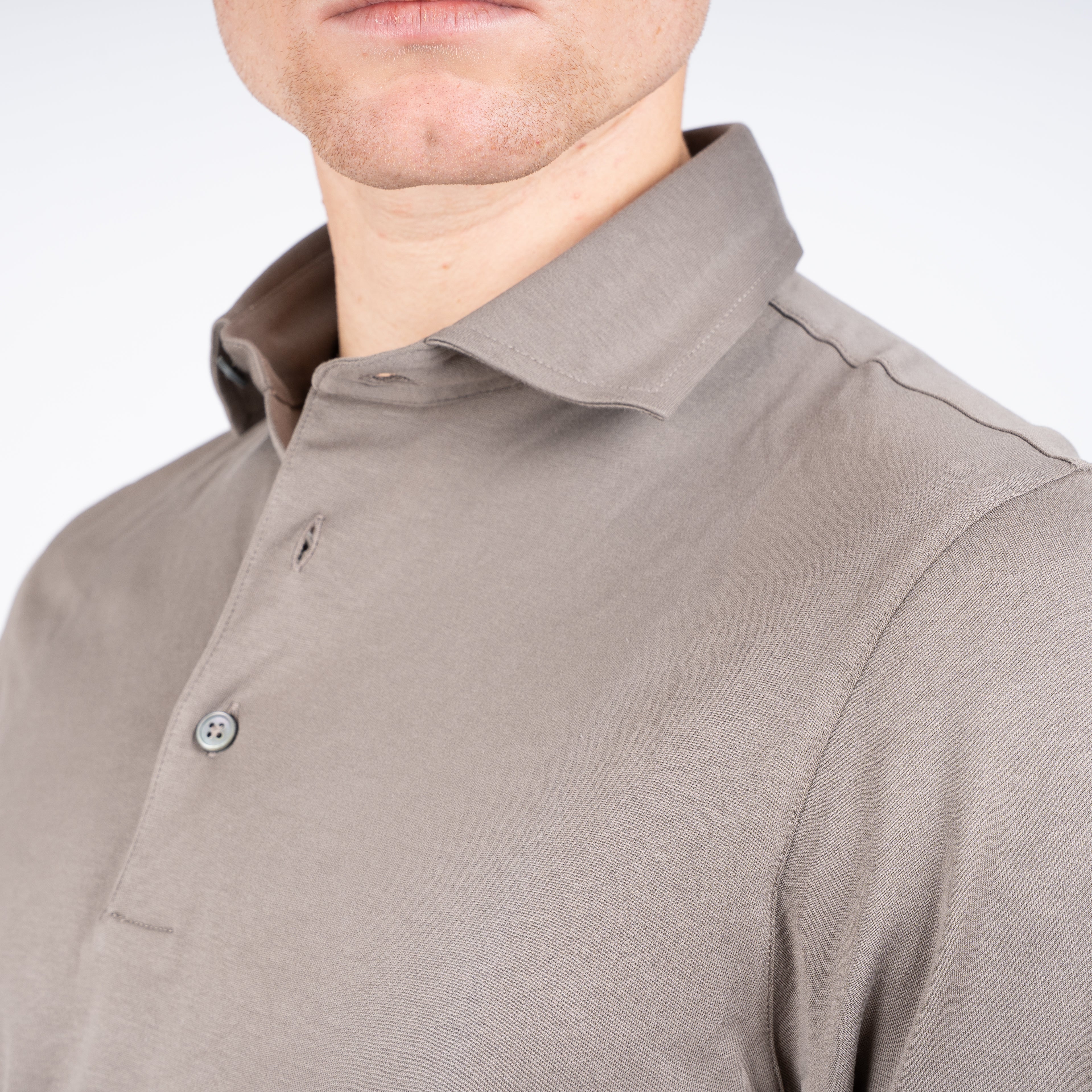 Gran Sasso Polo Taupe | Mercerized Cotton