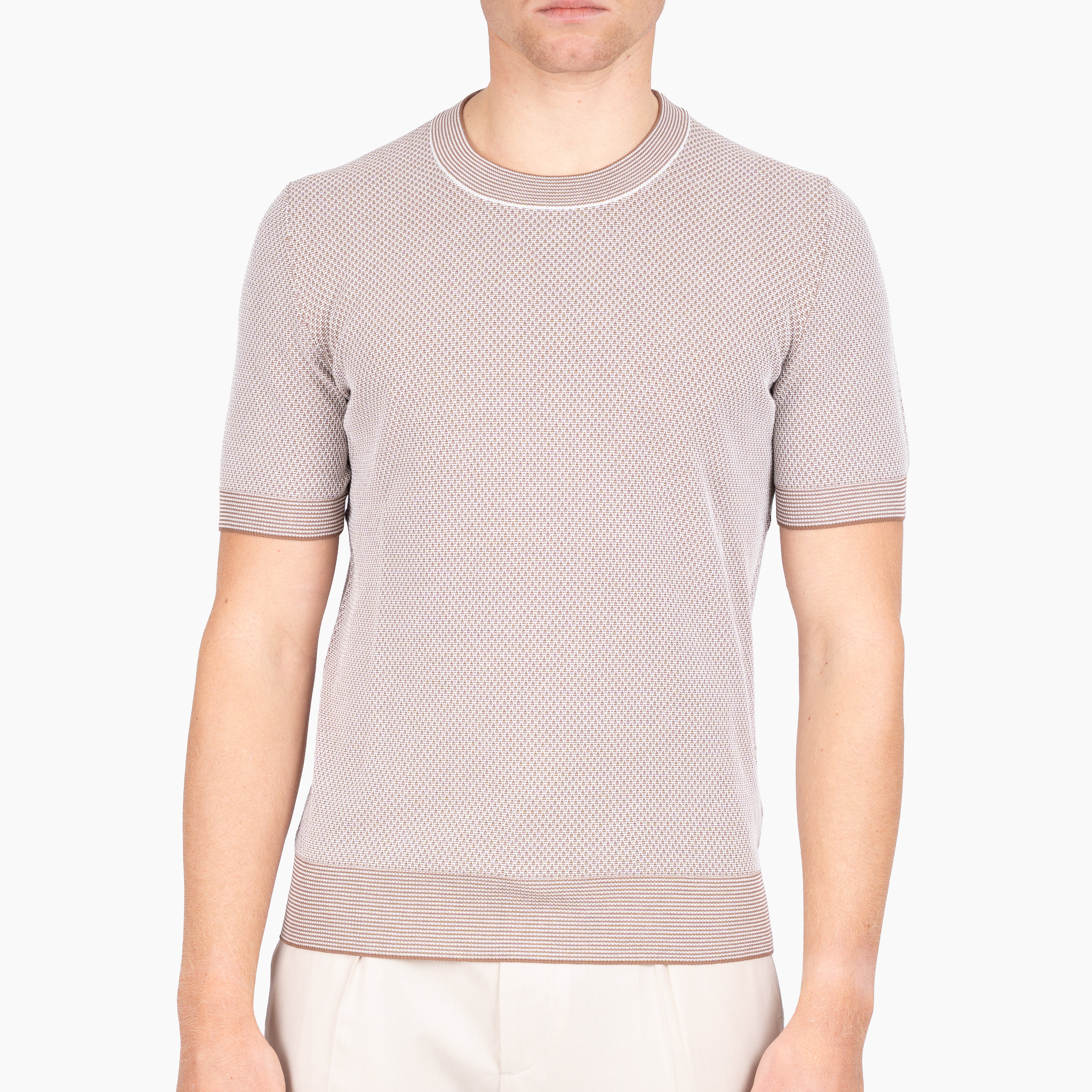 Gran Sasso Gebreid T-Shirt Taupe | Fresh Cotton