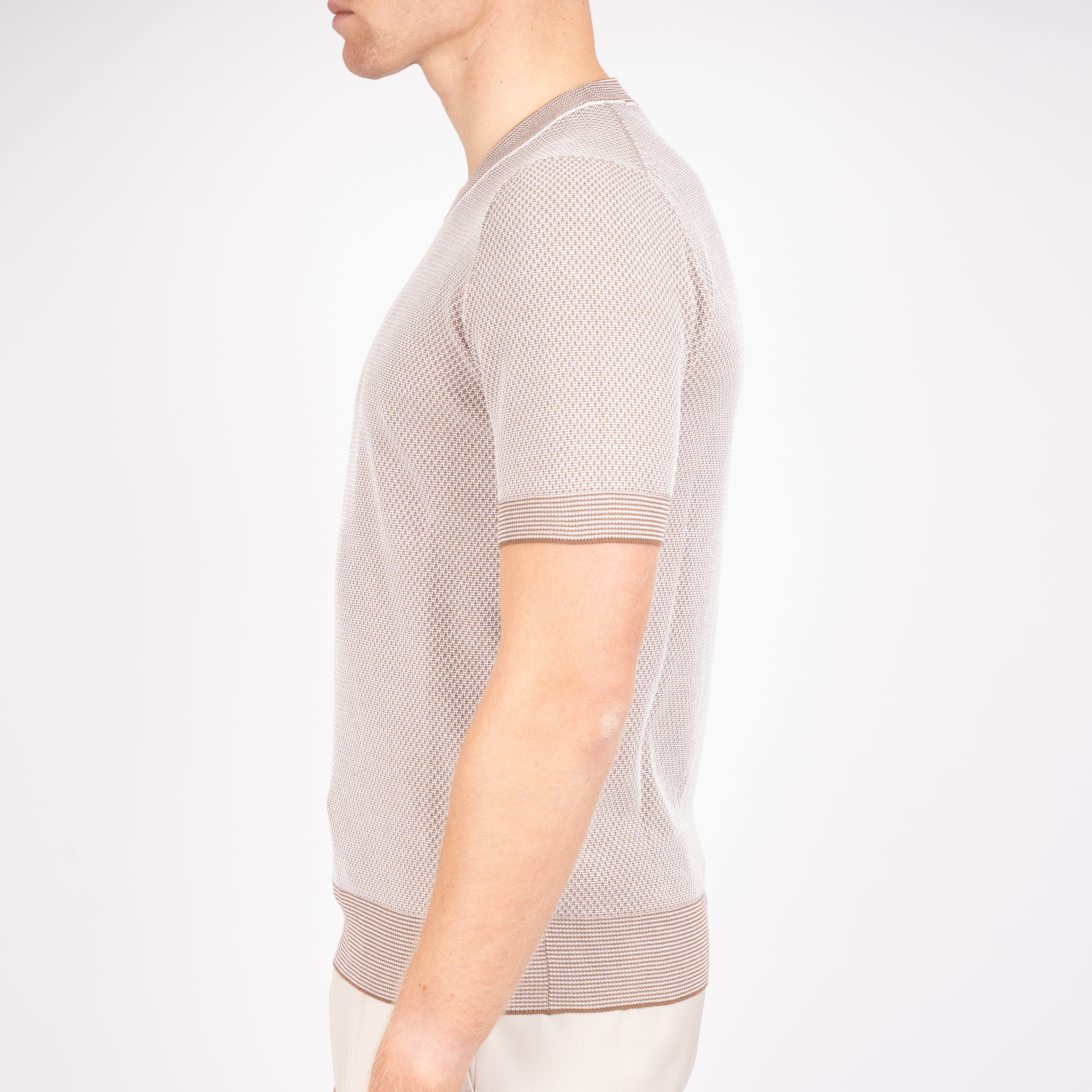 Gran Sasso Gebreid T-Shirt Taupe | Fresh Cotton