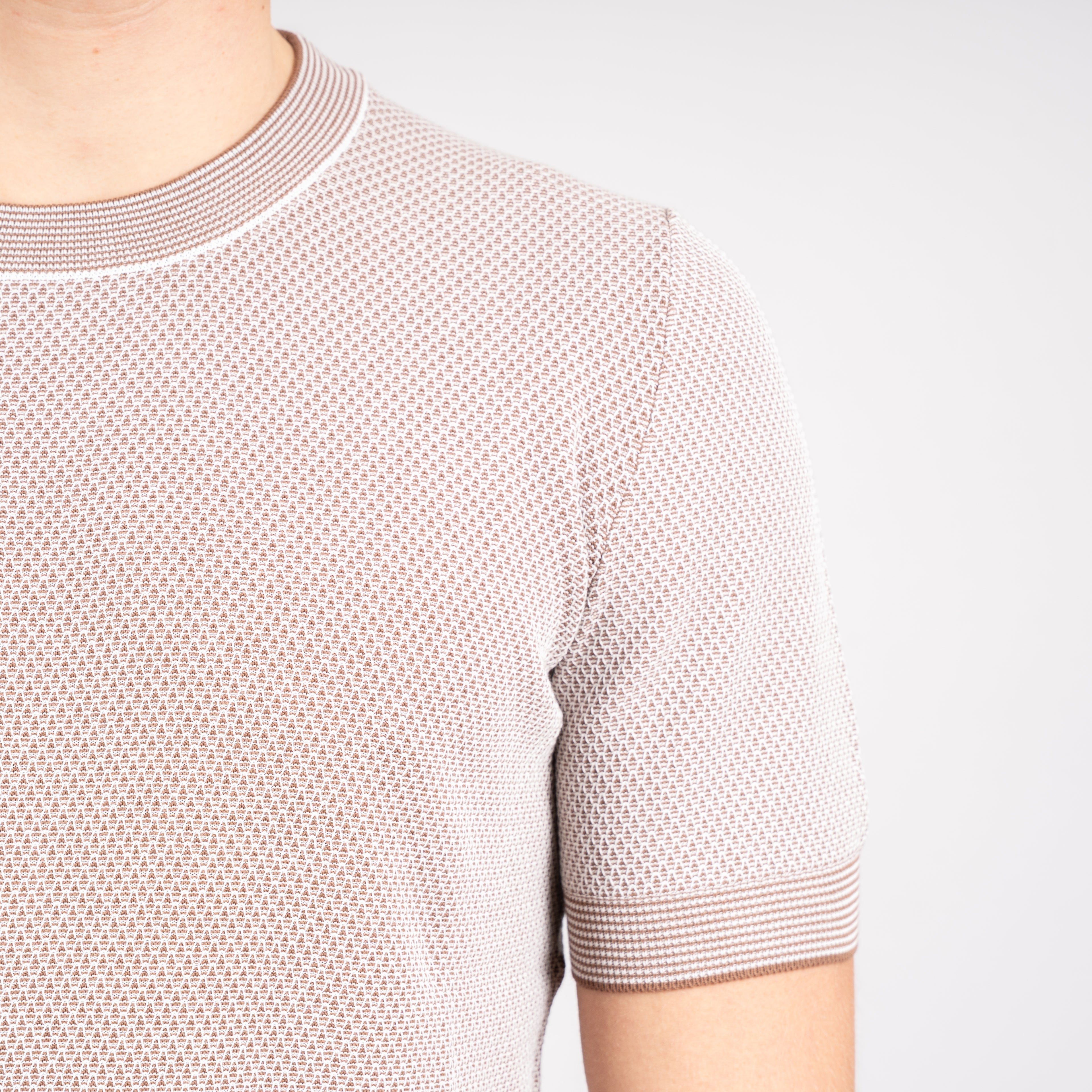 Gran Sasso Gebreid T-Shirt Taupe | Fresh Cotton