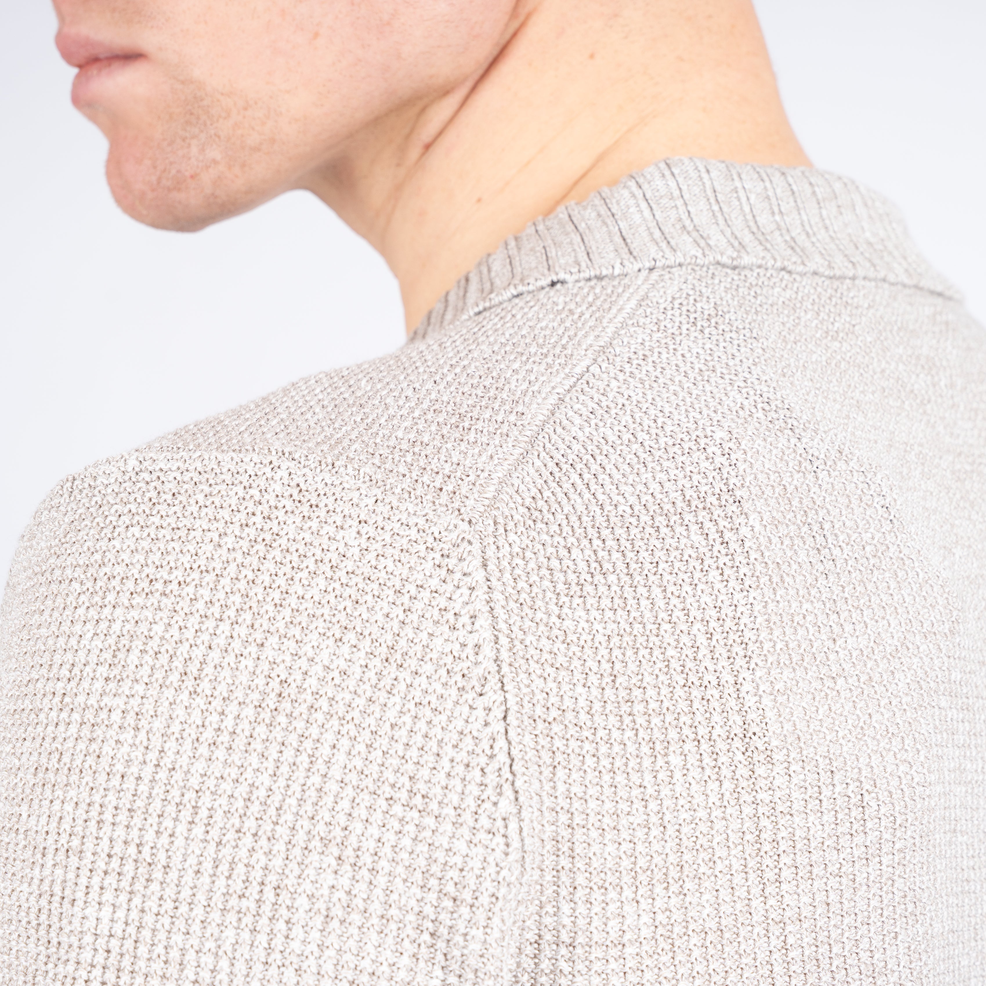 Gran Sasso Polo Buttonless Kraag Beige | Linnen & Cotton