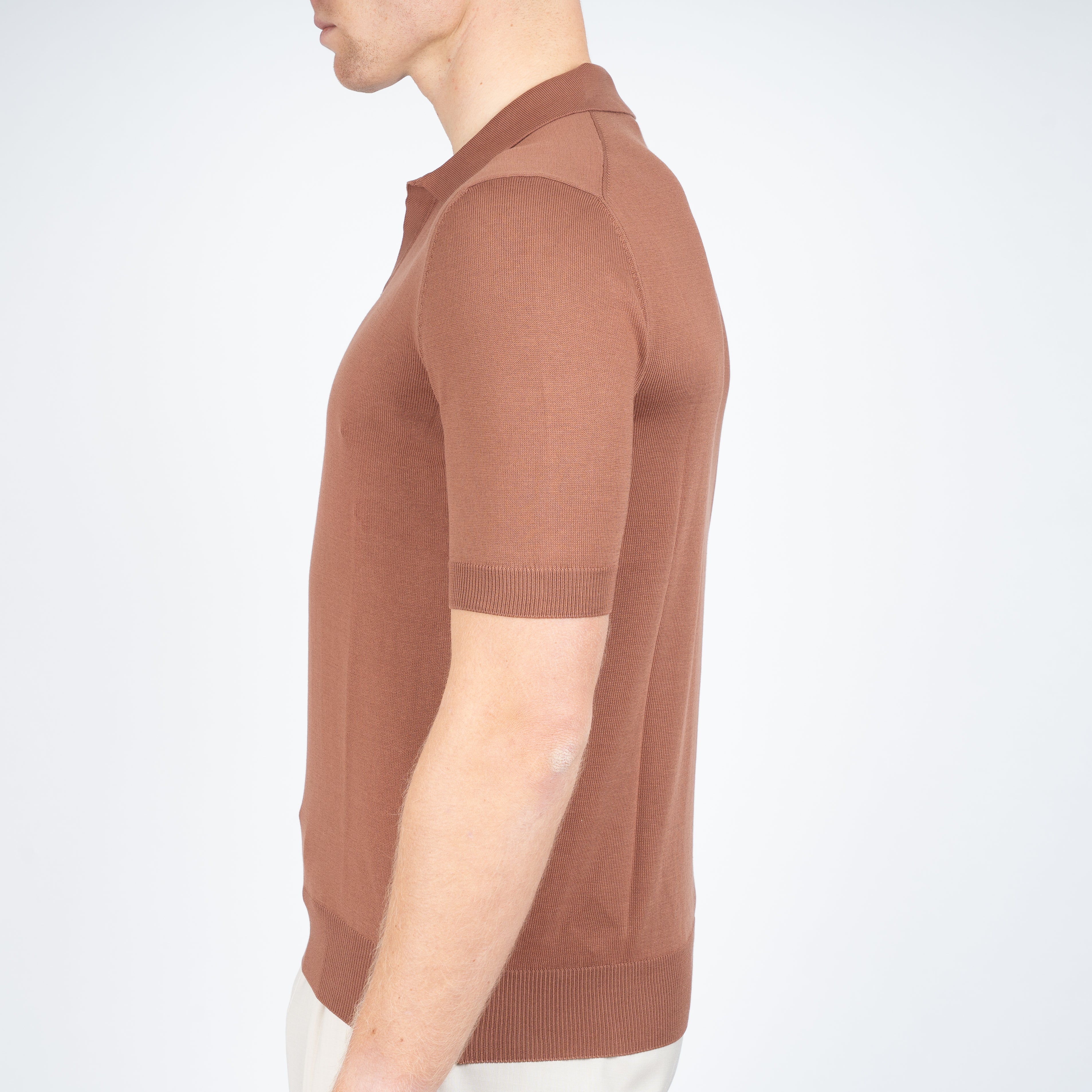 Gran Sasso Buttonless Polo Roestbruin | Egyptian Cotton