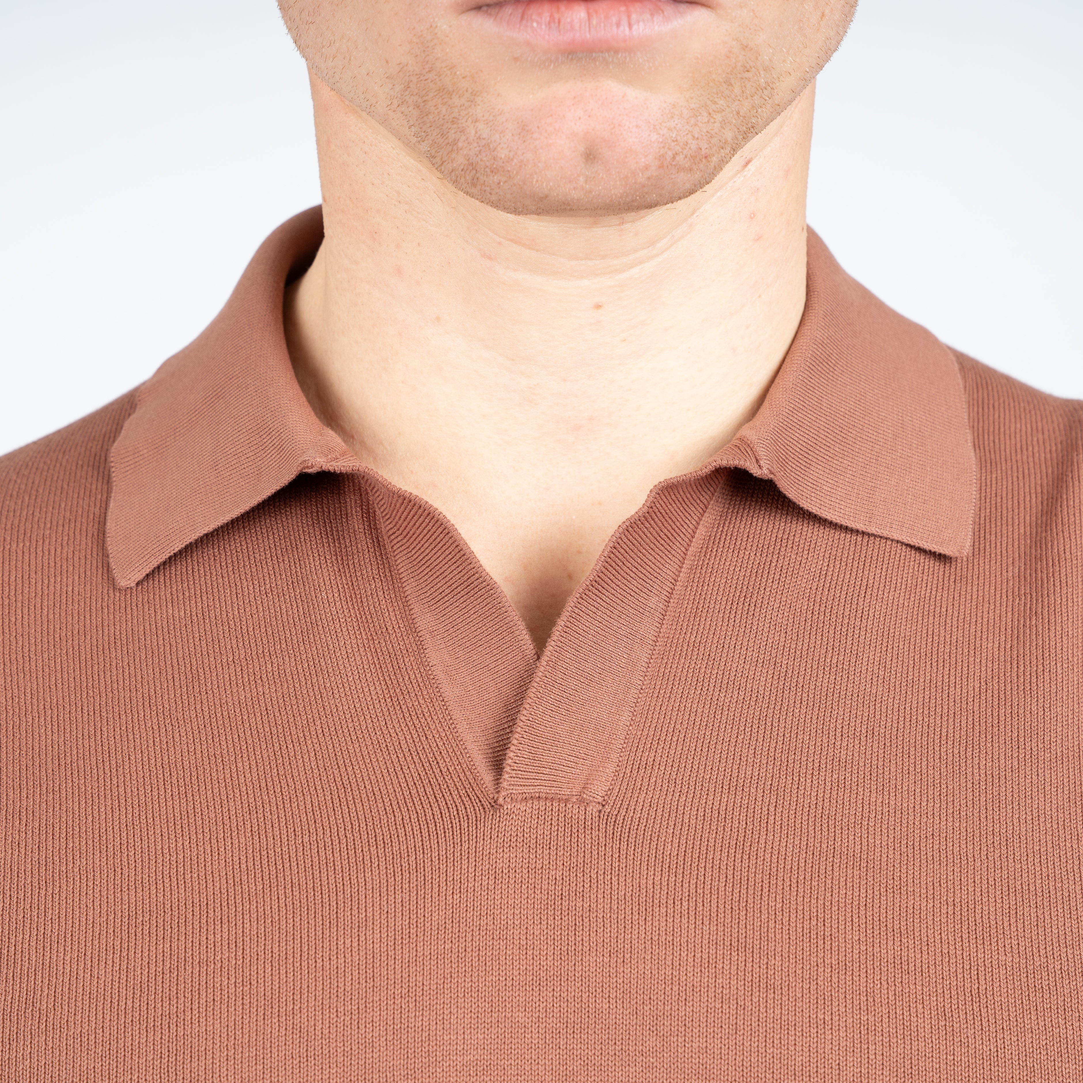 Gran Sasso Buttonless Polo Roestbruin | Egyptian Cotton