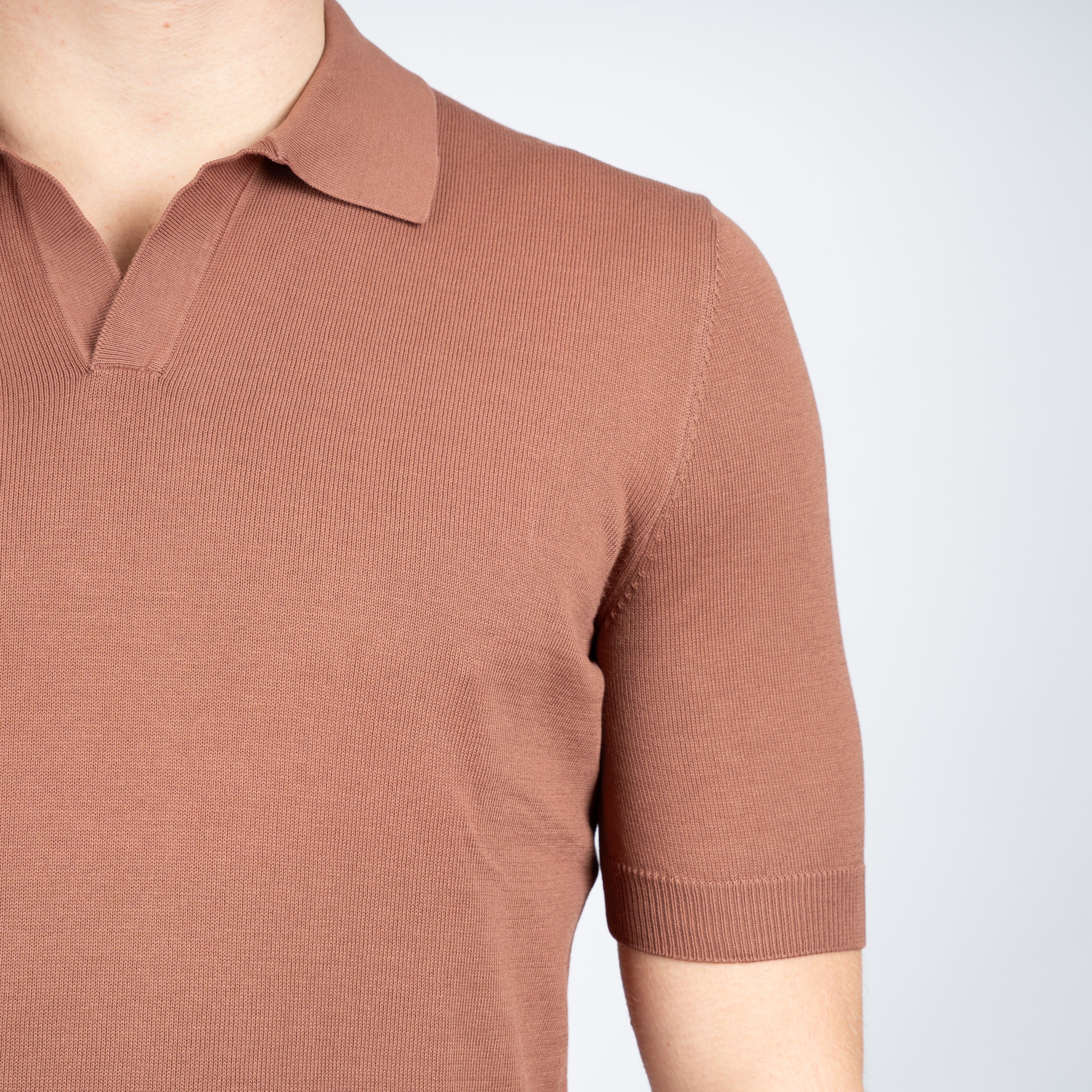 Gran Sasso Buttonless Polo Roestbruin | Egyptian Cotton