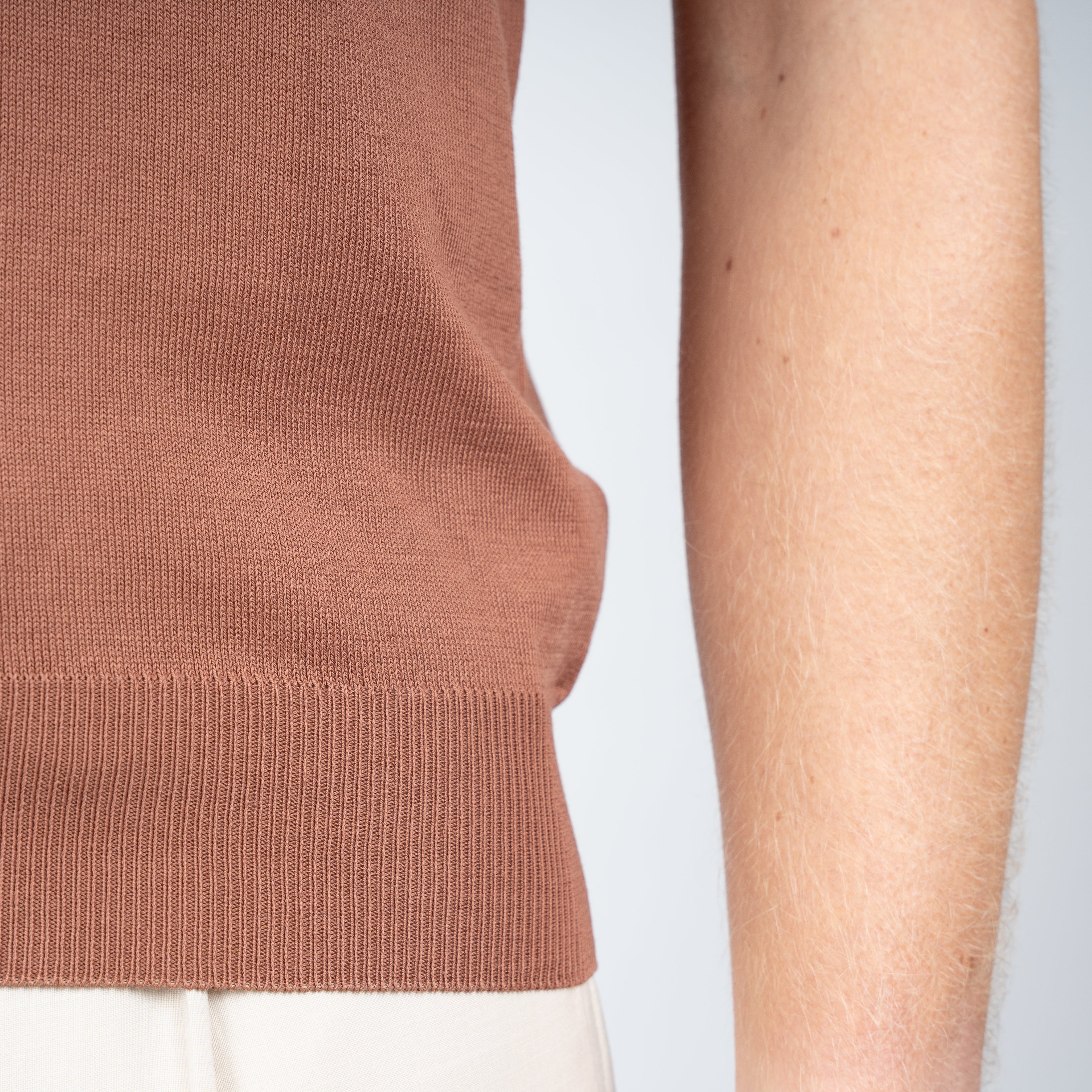 Gran Sasso Buttonless Polo Roestbruin | Egyptian Cotton