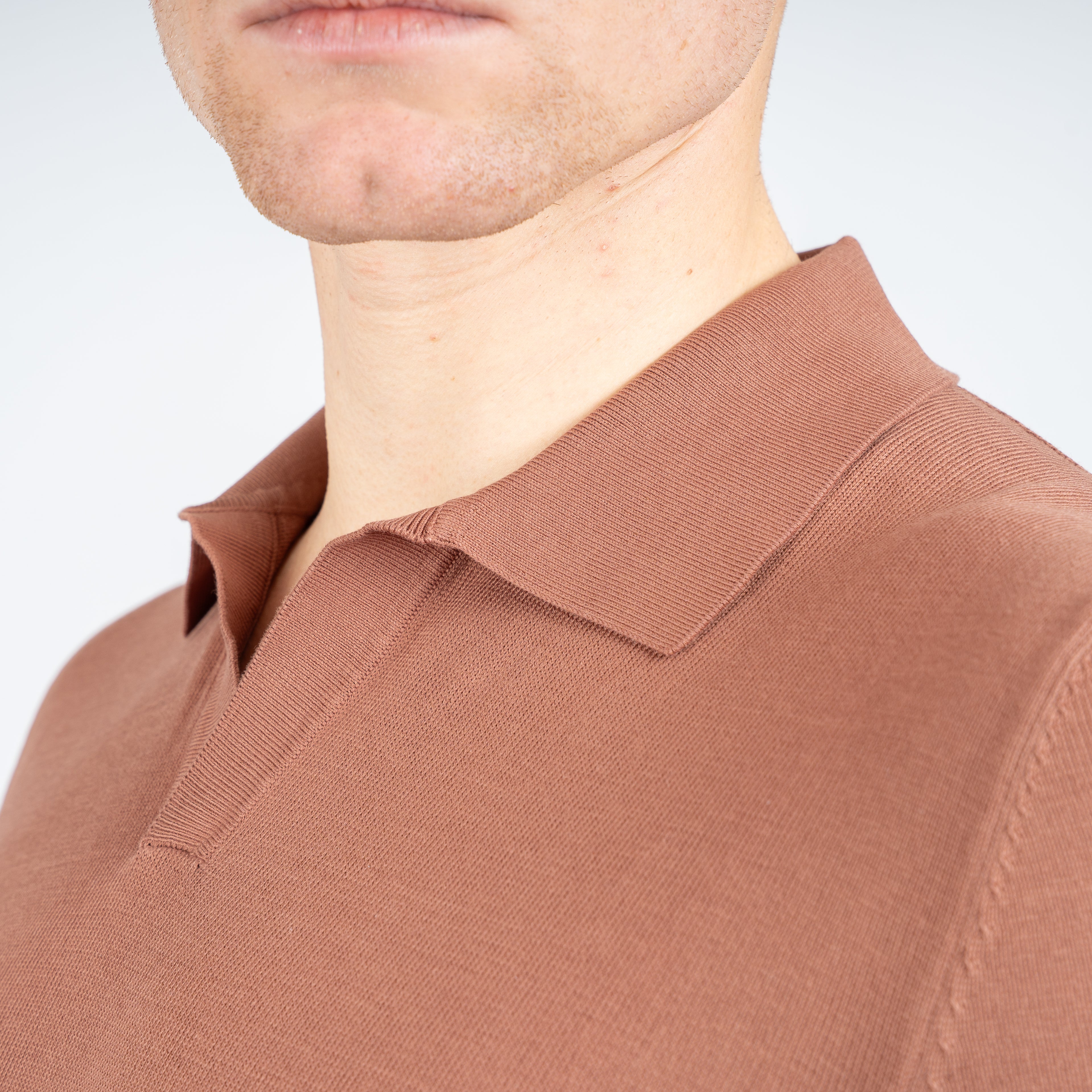 Gran Sasso Buttonless Polo Roestbruin | Egyptian Cotton