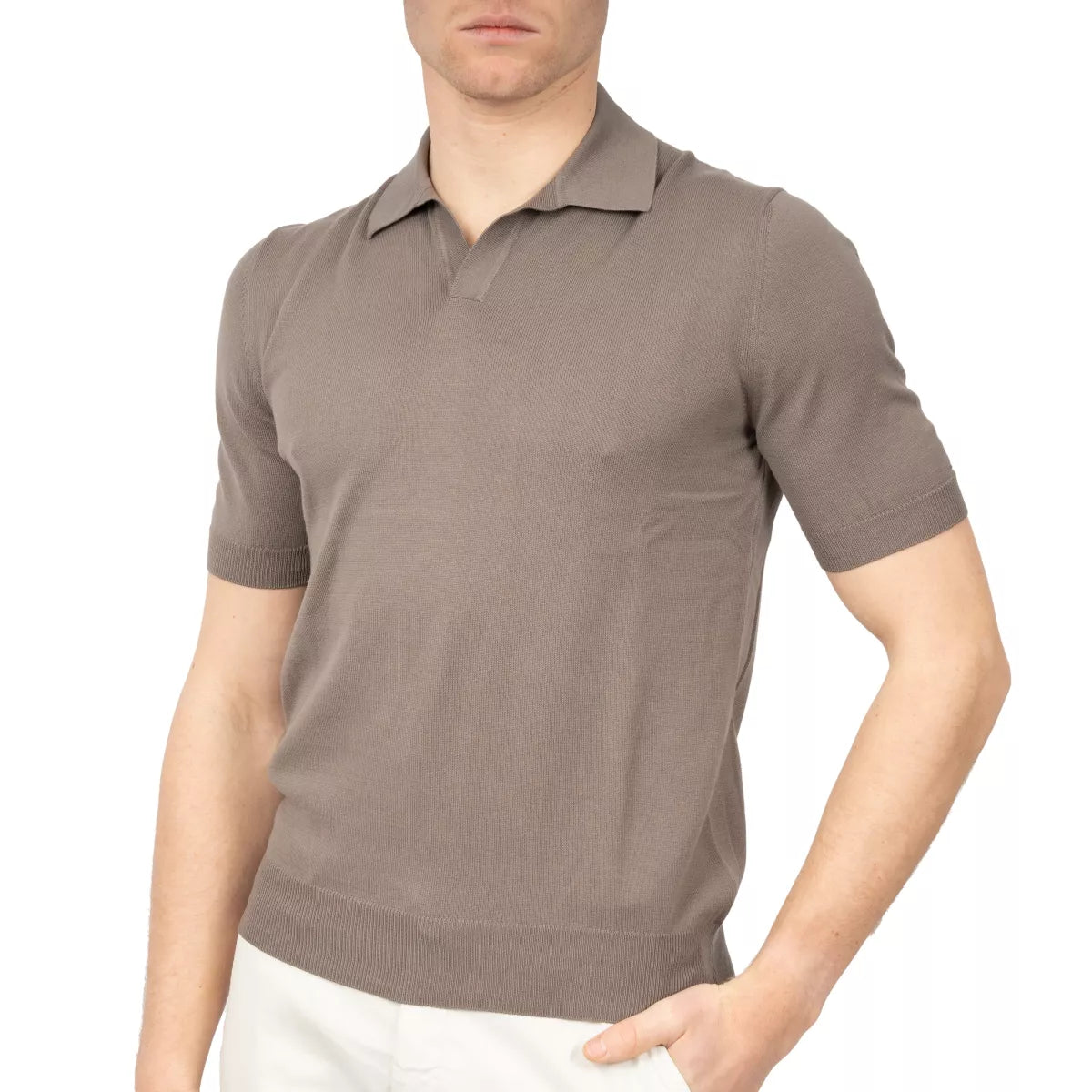 Gran Sasso Polo Taupe | Egyptian Cotton