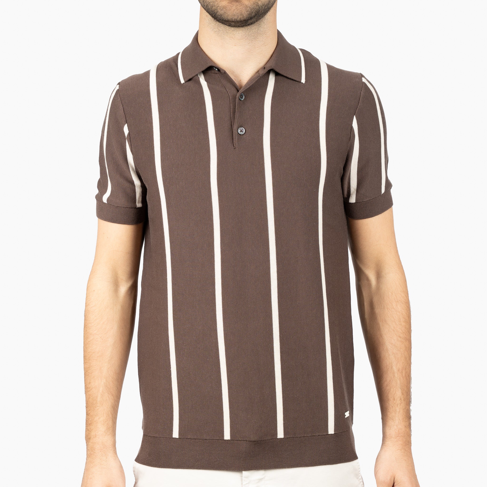 SEVEN DIALS Gebreide Polo Bruin | Rayan