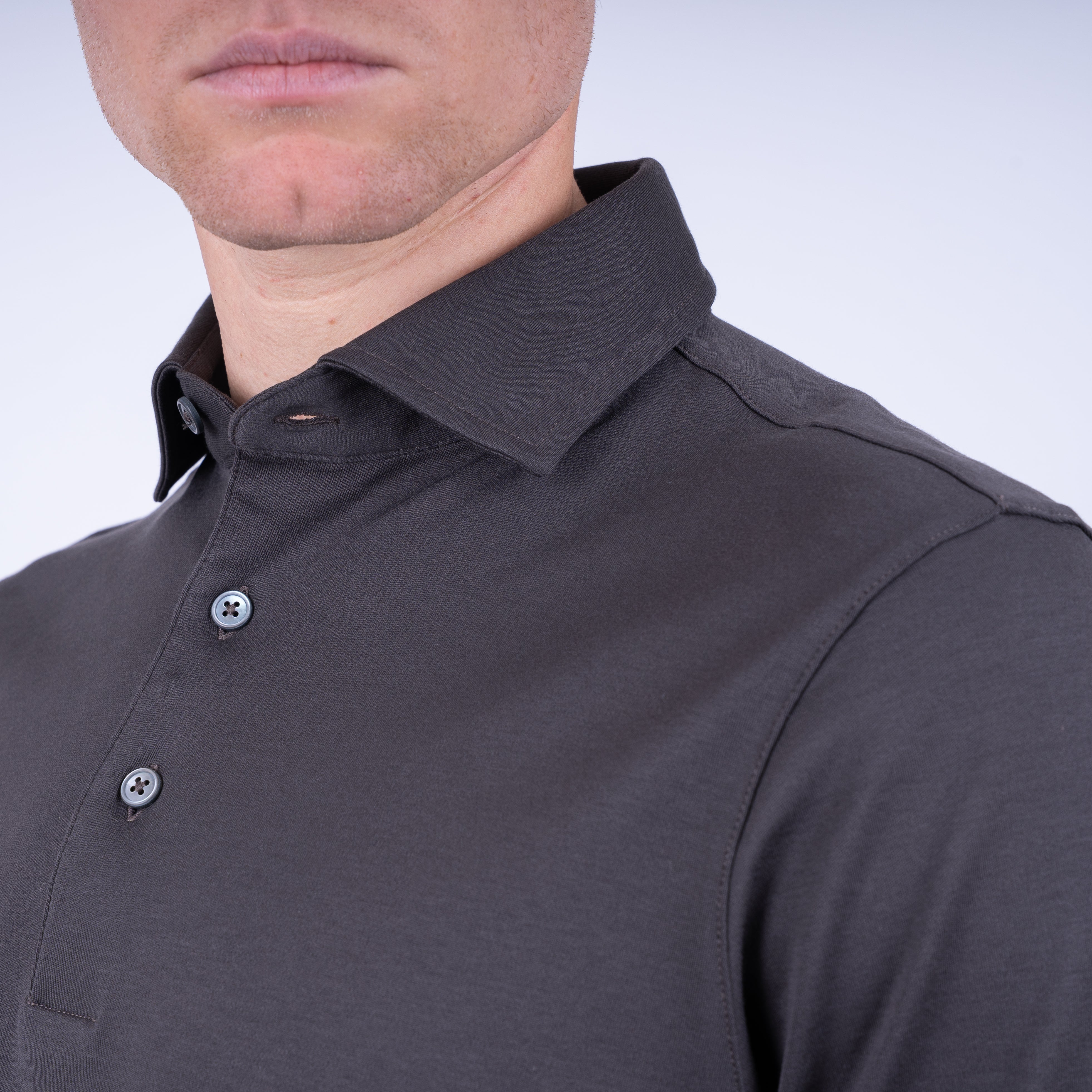 Gran Sasso Polo Bruin | Mercerized Cotton